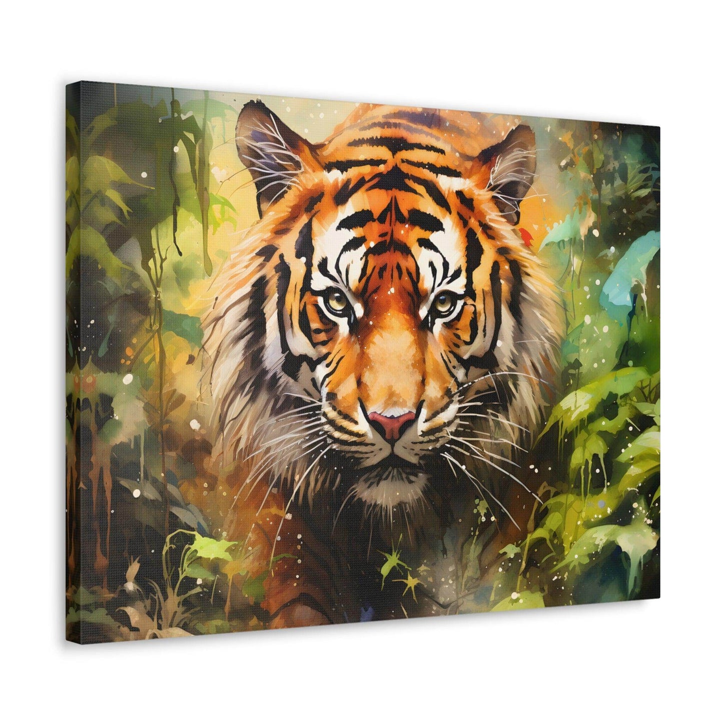 Watercolor Tiger In Nature Art Canvas Gallery Wraps Tiger Print Large Canvas Art Animal Wall Art minimalist Wall Art Lover Gift - Giftsmojo