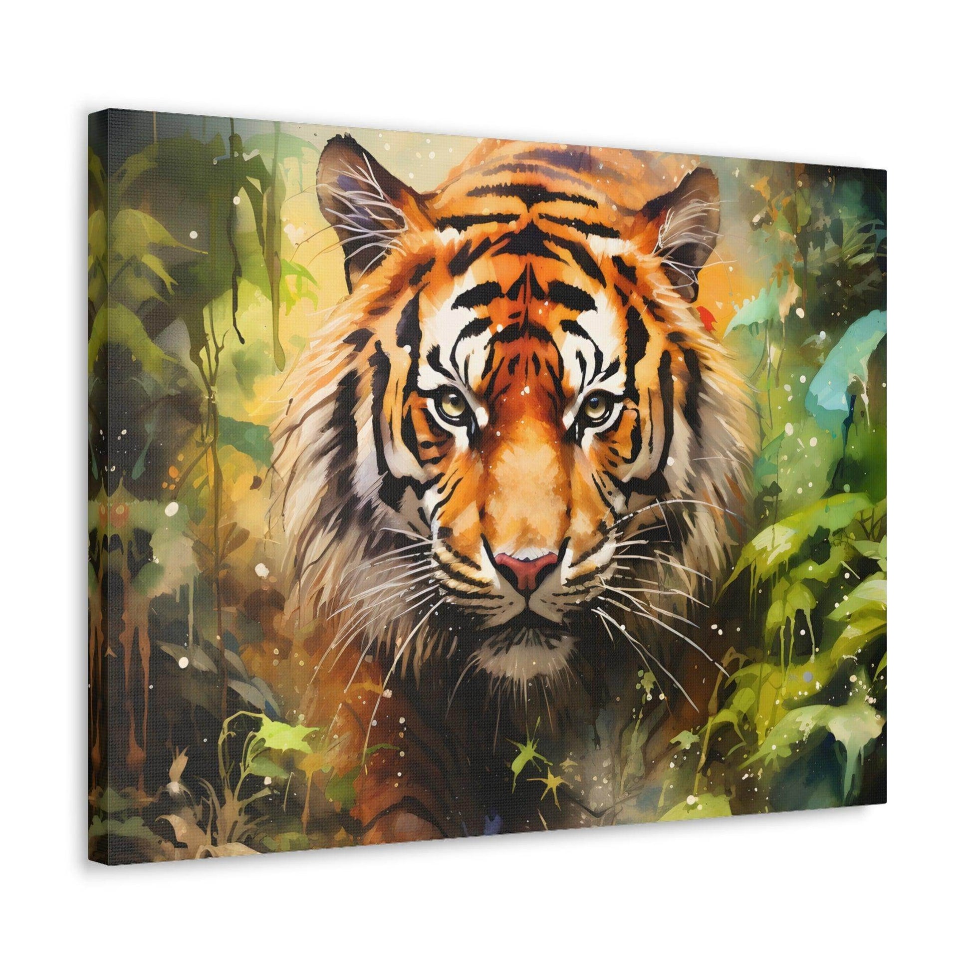 Watercolor Tiger In Nature Art Canvas Gallery Wraps Tiger Print Large Canvas Art Animal Wall Art minimalist Wall Art Lover Gift - Giftsmojo