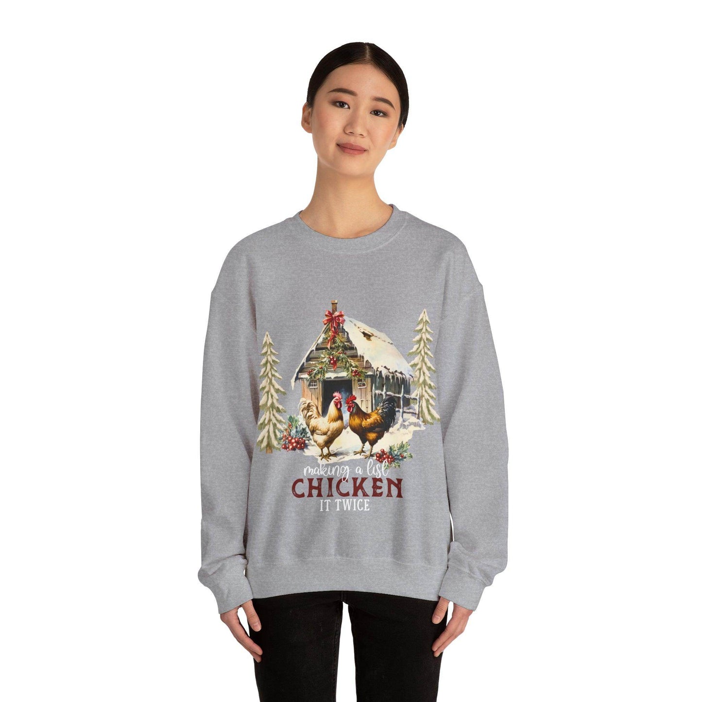 Making A List Chicken It Twice Christmas Sweatshirt Christmas on The Farm Sweatshirt Christmas Farm Sweatshirt Christmas Sweater Trendy Christmas Shirt Farmers - Giftsmojo
