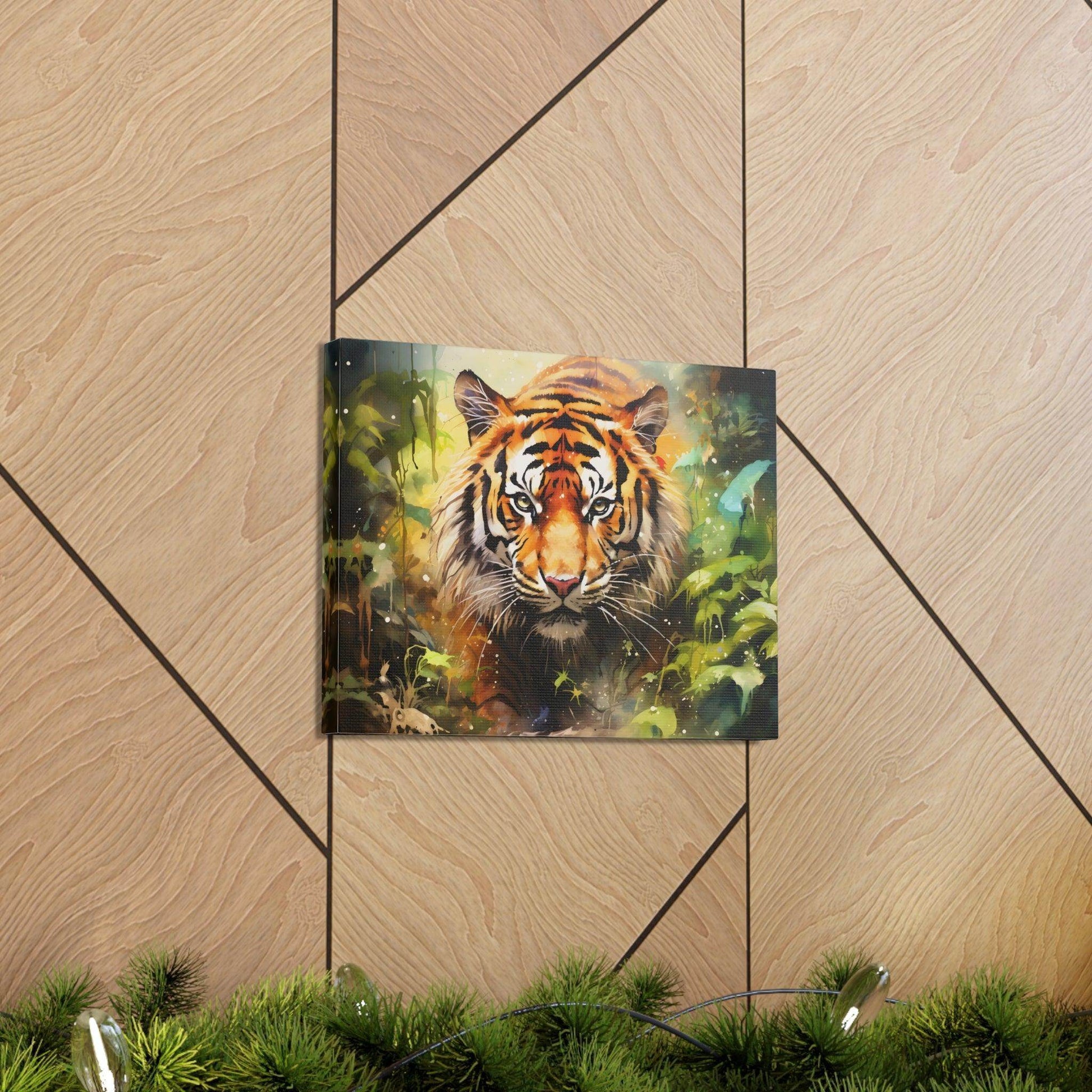 Watercolor Tiger In Nature Art Canvas Gallery Wraps Tiger Print Large Canvas Art Animal Wall Art minimalist Wall Art Lover Gift - Giftsmojo