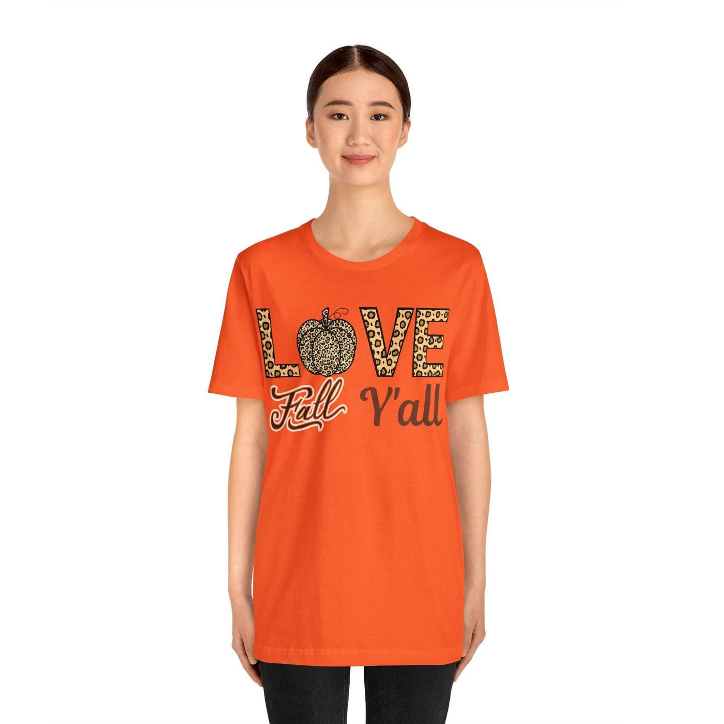 Leopard Print Love Fall Y'all Shirt, Pumpkin Shirt, Fall Shirt for Fall Lovers, Fall Gift - Giftsmojo