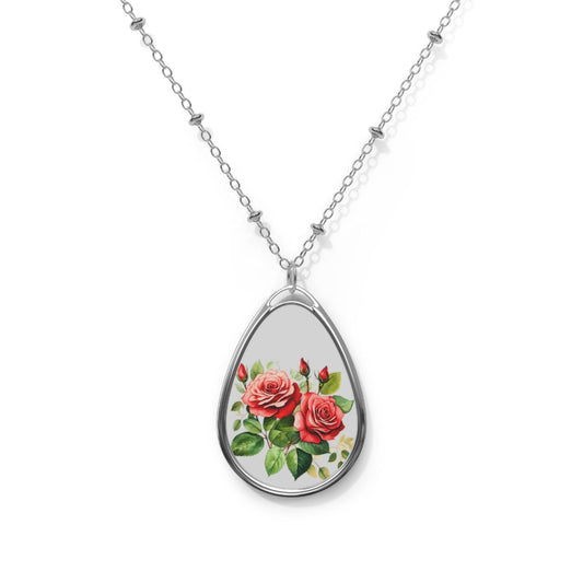 Christmas Flower Oval Necklace Flower Necklace - Unique Gift For Her Birthday Christmas Flower Necklace Flower Jewelry Nature Jewelry Floral Jewelry - Giftsmojo