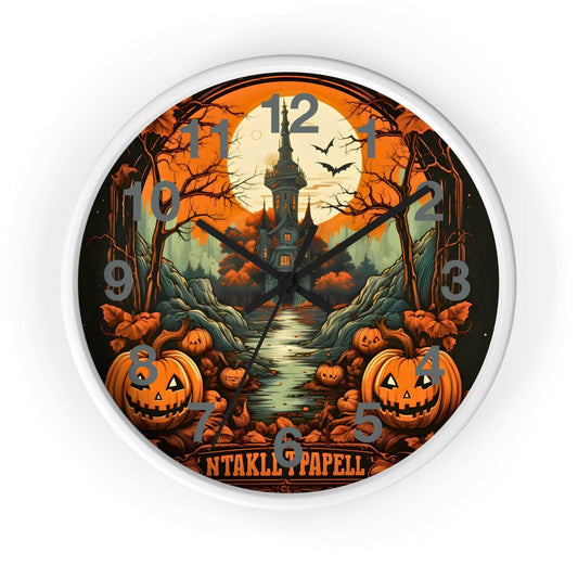 Happy HALLOTHANKSMAS Clock Halloween Ghost Wall Clock Halloween Wall Clocks Halloween Clock Fall Clock Halloween Decor - Giftsmojo