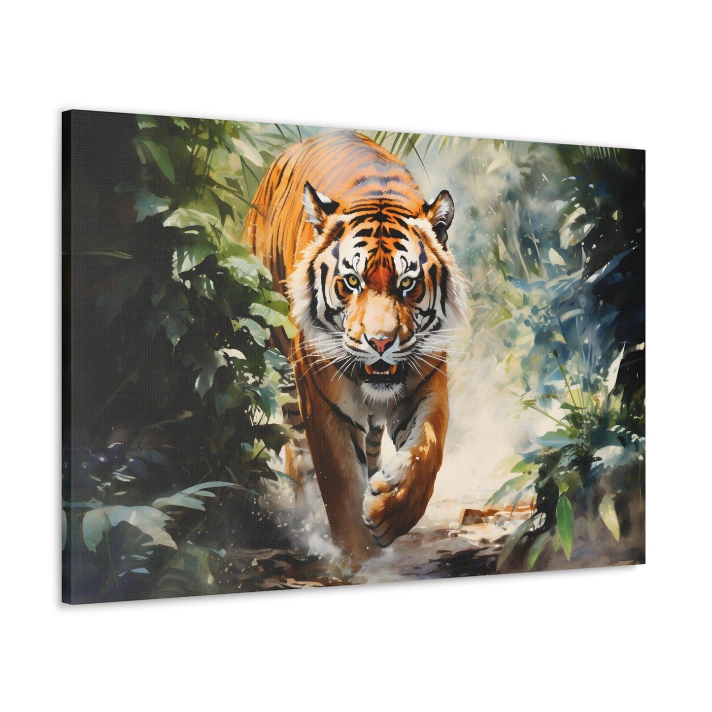 Watercolor Tiger In Nature Art Canvas Gallery Wraps Tiger Print Large Canvas Art Animal Wall Art minimalist Wall Art Lover Gift - Giftsmojo