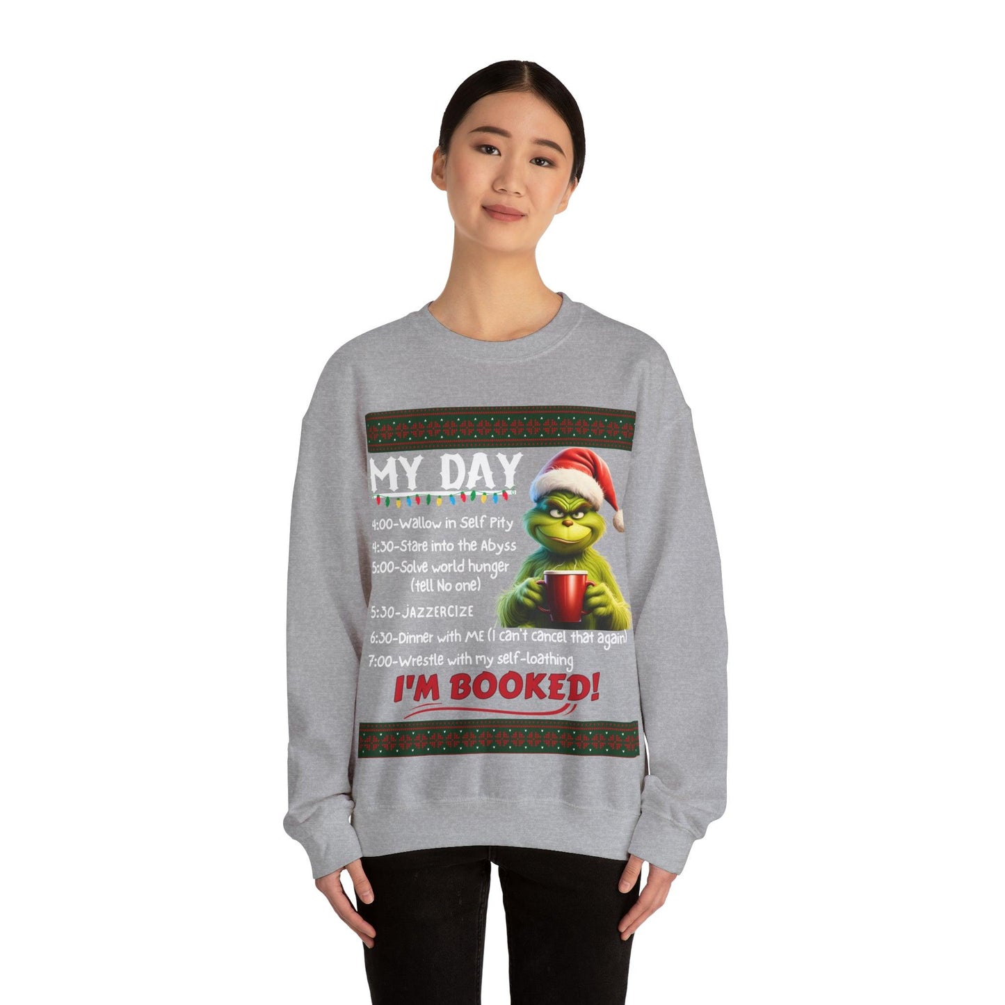 My Day Schedule I'M Booked Grinch Shirt Funny Christmas Sweatshirt Christmas grinch Sweatshirt Christmas Sweater Christmas Trendy Christmas Sweatshirt - Giftsmojo