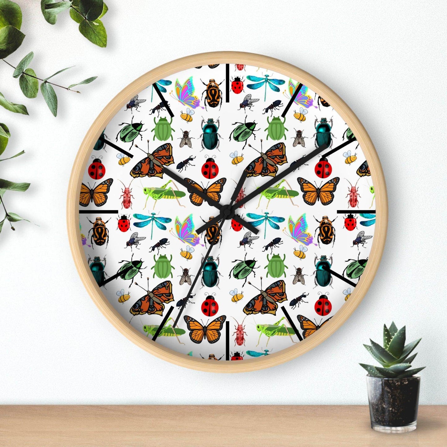 Bug Wall Clock Wall Clock Insects Wall Clock Home Decor Gift House Warming Gift - Unique Gift Farmhouse Clocks For Wall Living Room Bedroom - Giftsmojo
