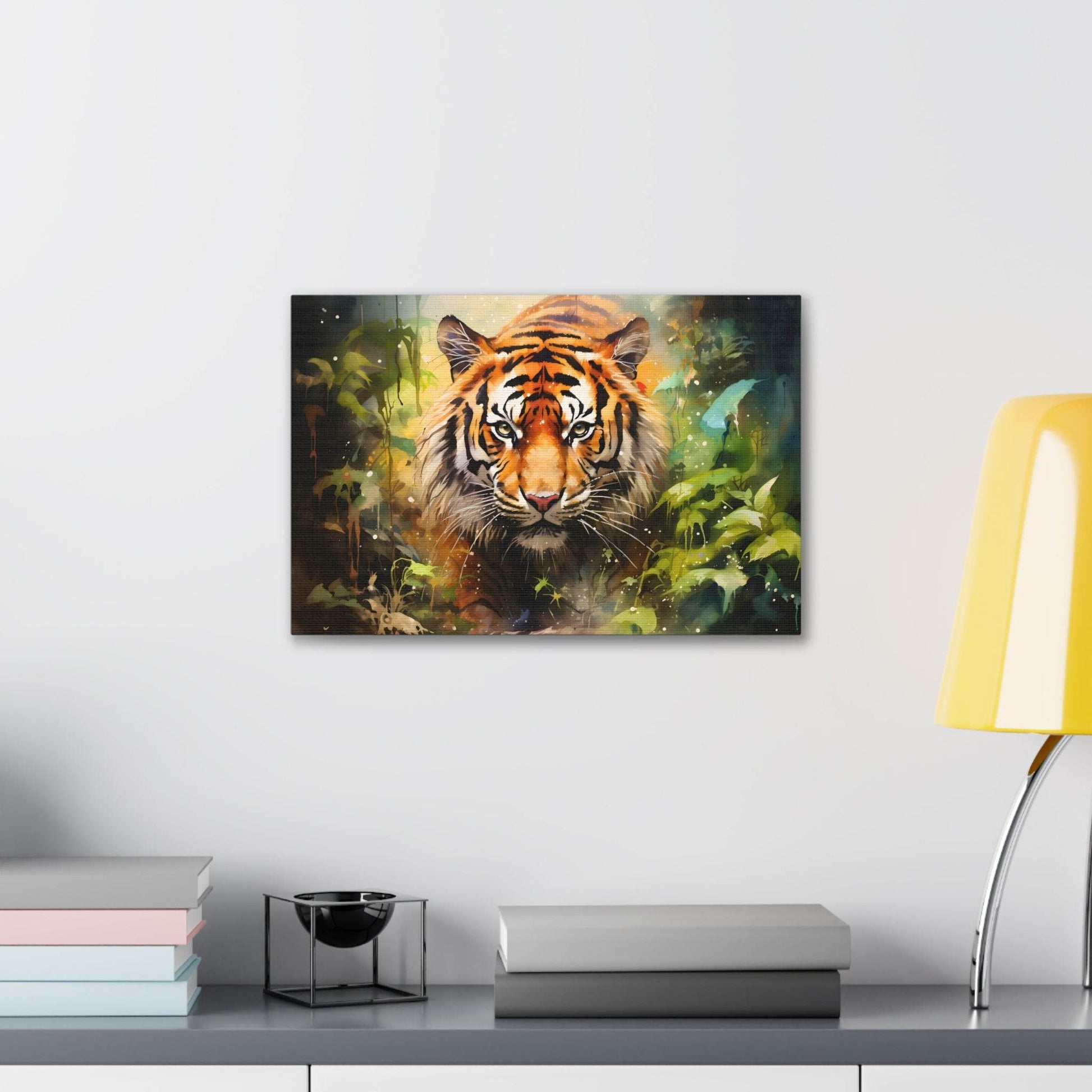 Watercolor Tiger In Nature Art Canvas Gallery Wraps Tiger Print Large Canvas Art Animal Wall Art minimalist Wall Art Lover Gift - Giftsmojo