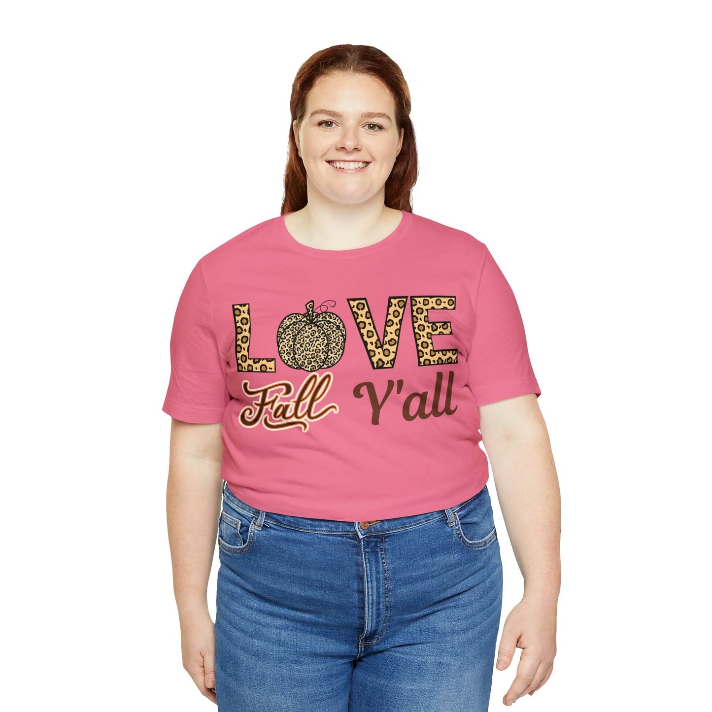 Leopard Print Love Fall Y'all Shirt, Pumpkin Shirt, Fall Shirt for Fall Lovers, Fall Gift - Giftsmojo