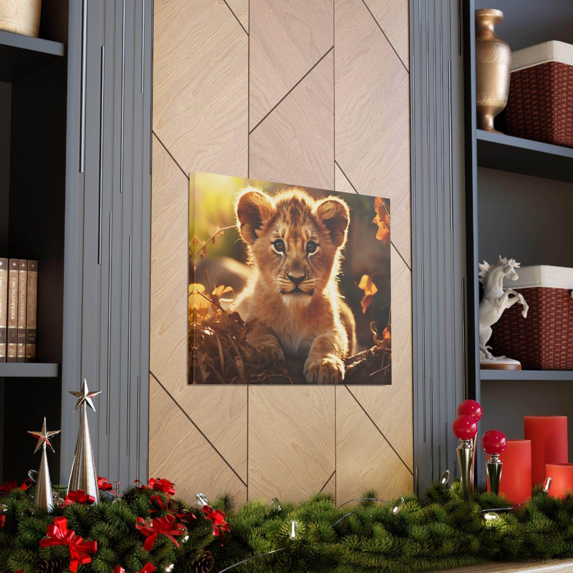 Baby Lion Cub Print Animal Nature Art Safari Nursery Canvas Gallery Wraps Baby Lion Print Large Canvas Art Animal Wall Art Lover Gift - Giftsmojo