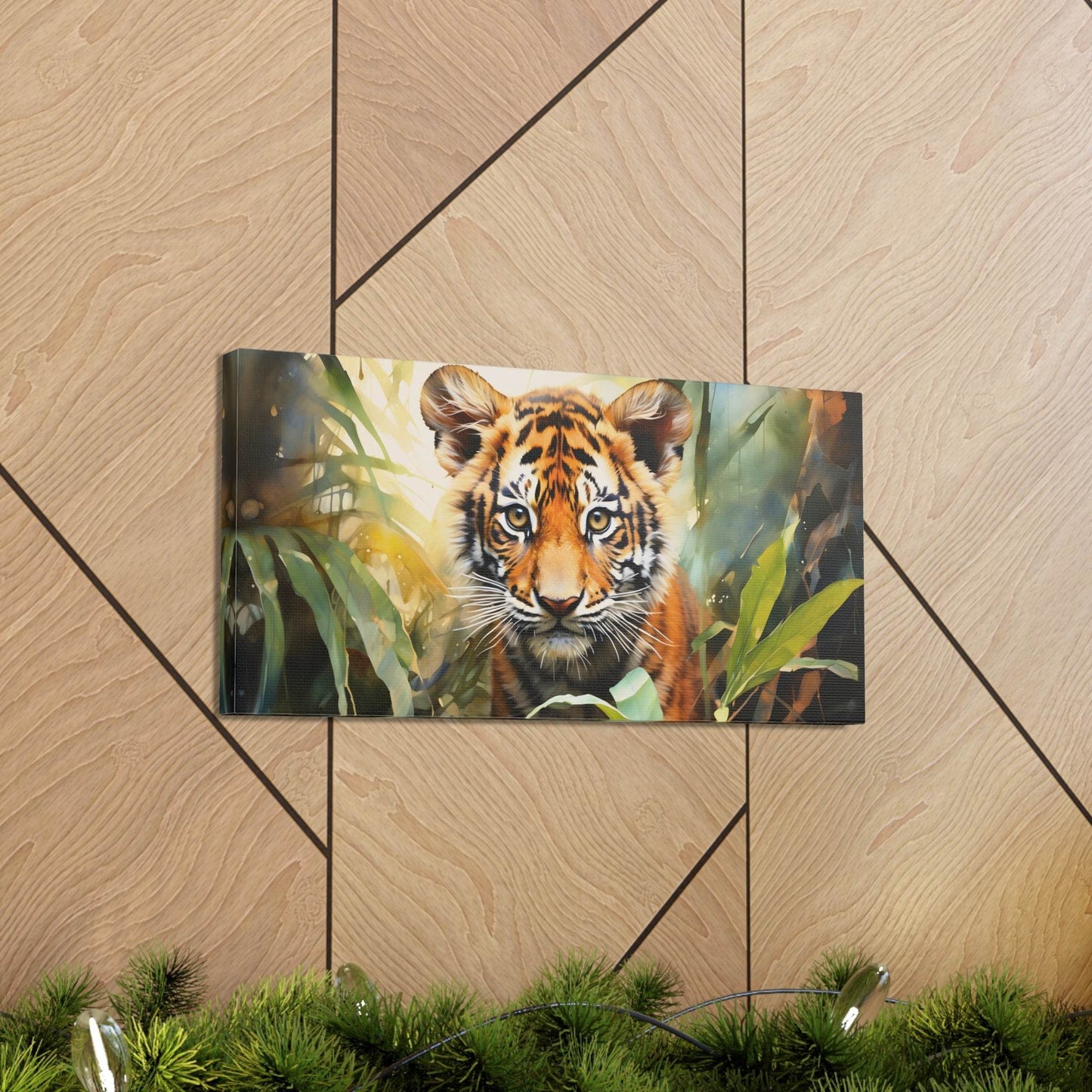 Watercolor Baby Tiger In Nature Art Canvas Gallery Wraps Tiger Print Large Canvas Art Animal Wall Art minimalist Wall Art Lover Gift - Giftsmojo