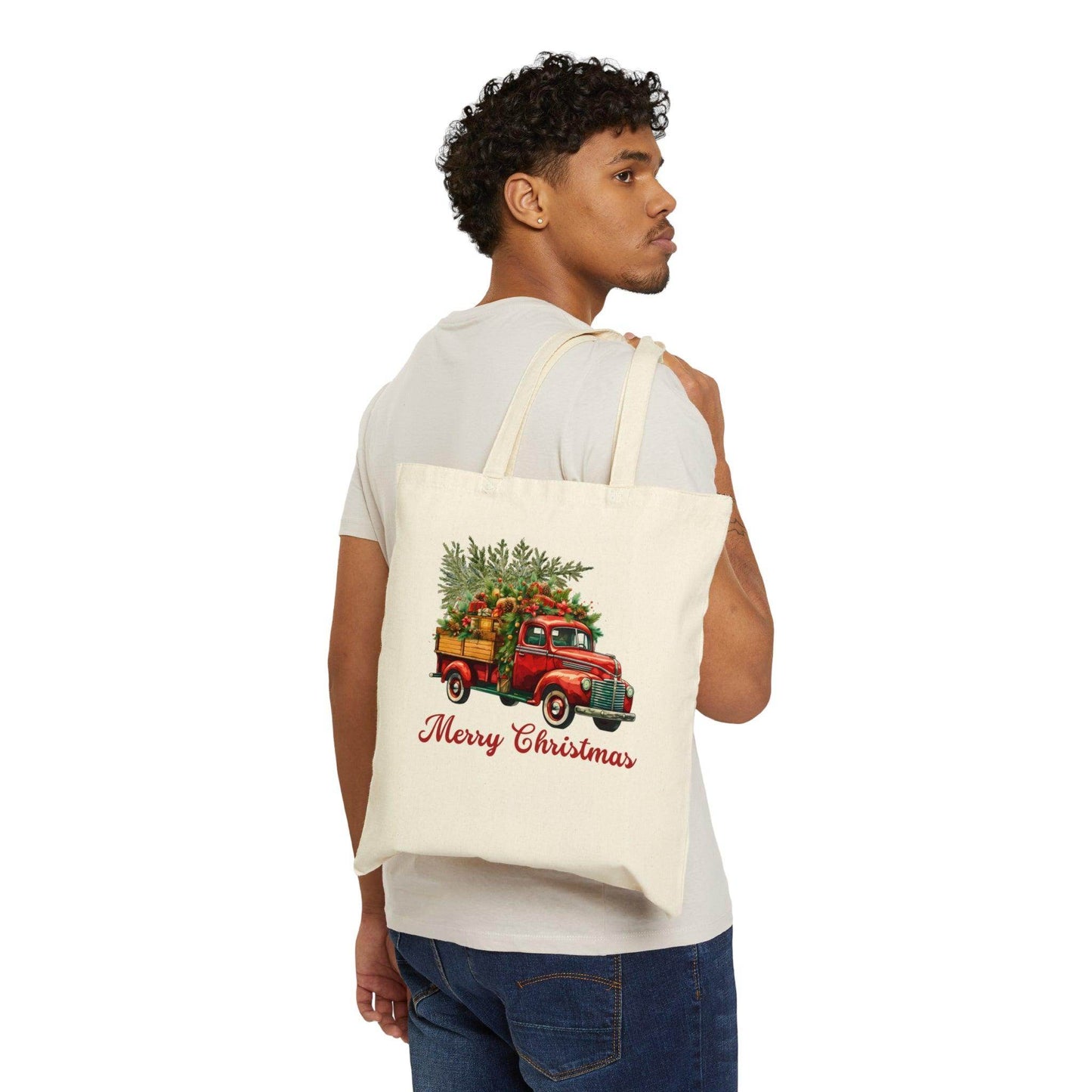 Christmas Tree Truck Bag Christmas Tote Bag Christmas Flower Totes Canvas Tote Bag Shopping Bag Gift For Women Totes Birthday Gift Bag Bridal Gift Tote Bag - Giftsmojo