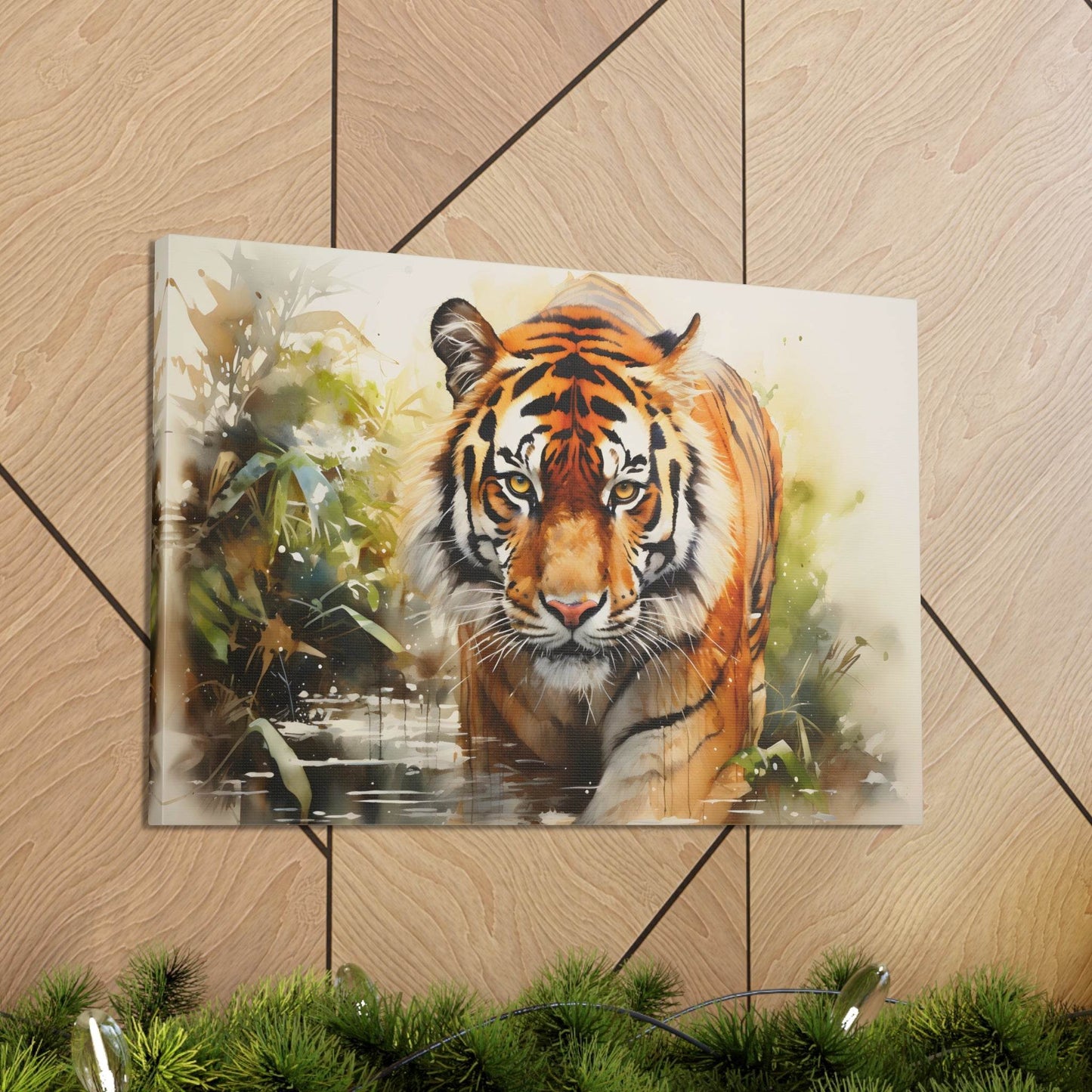 Watercolor Tiger In Nature Art Canvas Gallery Wraps Tiger Print Large Canvas Art Animal Wall Art minimalist Wall Art Lover Gift - Giftsmojo