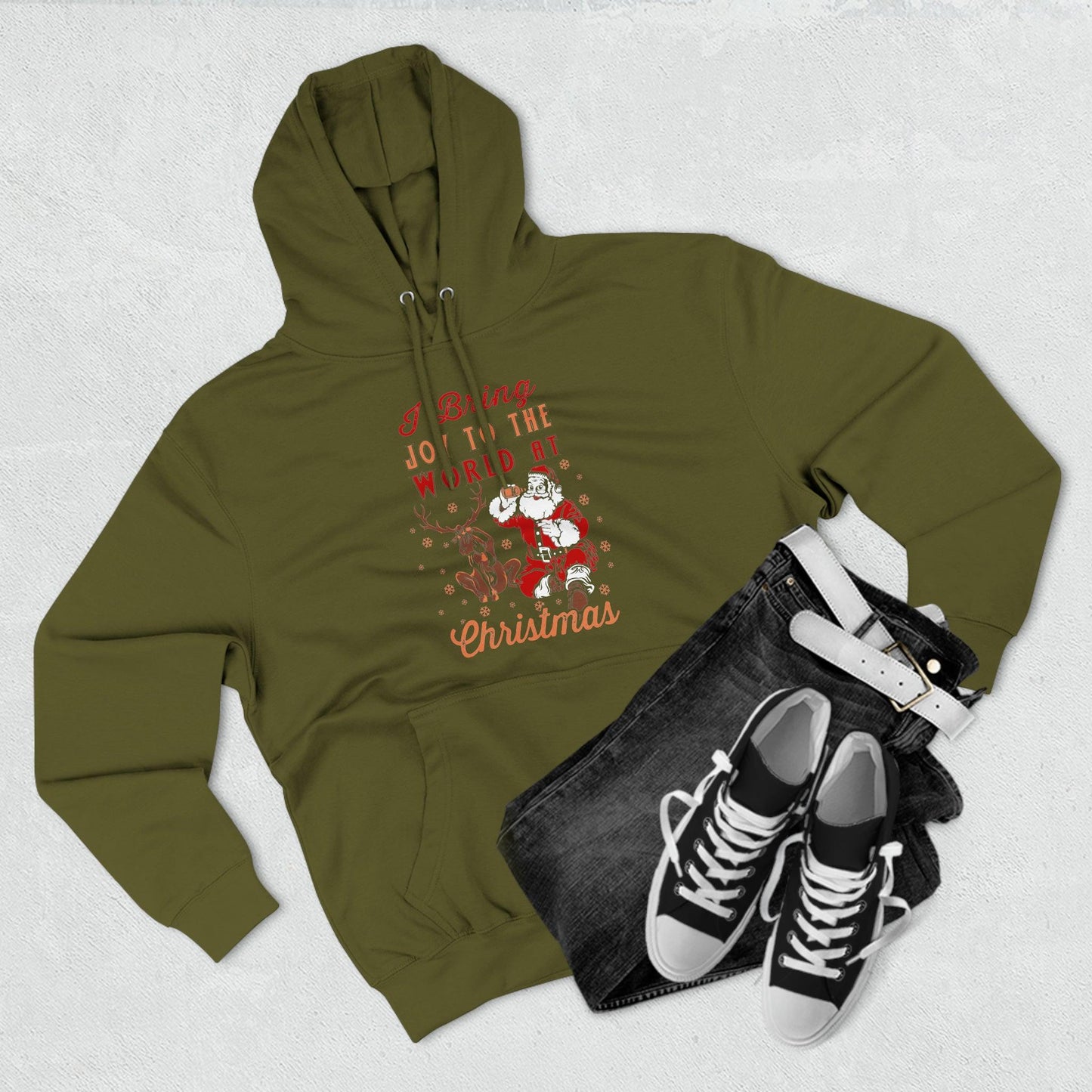 I bring Joy to the World at Christmas Unisex Premium Pullover Hoodie - Giftsmojo