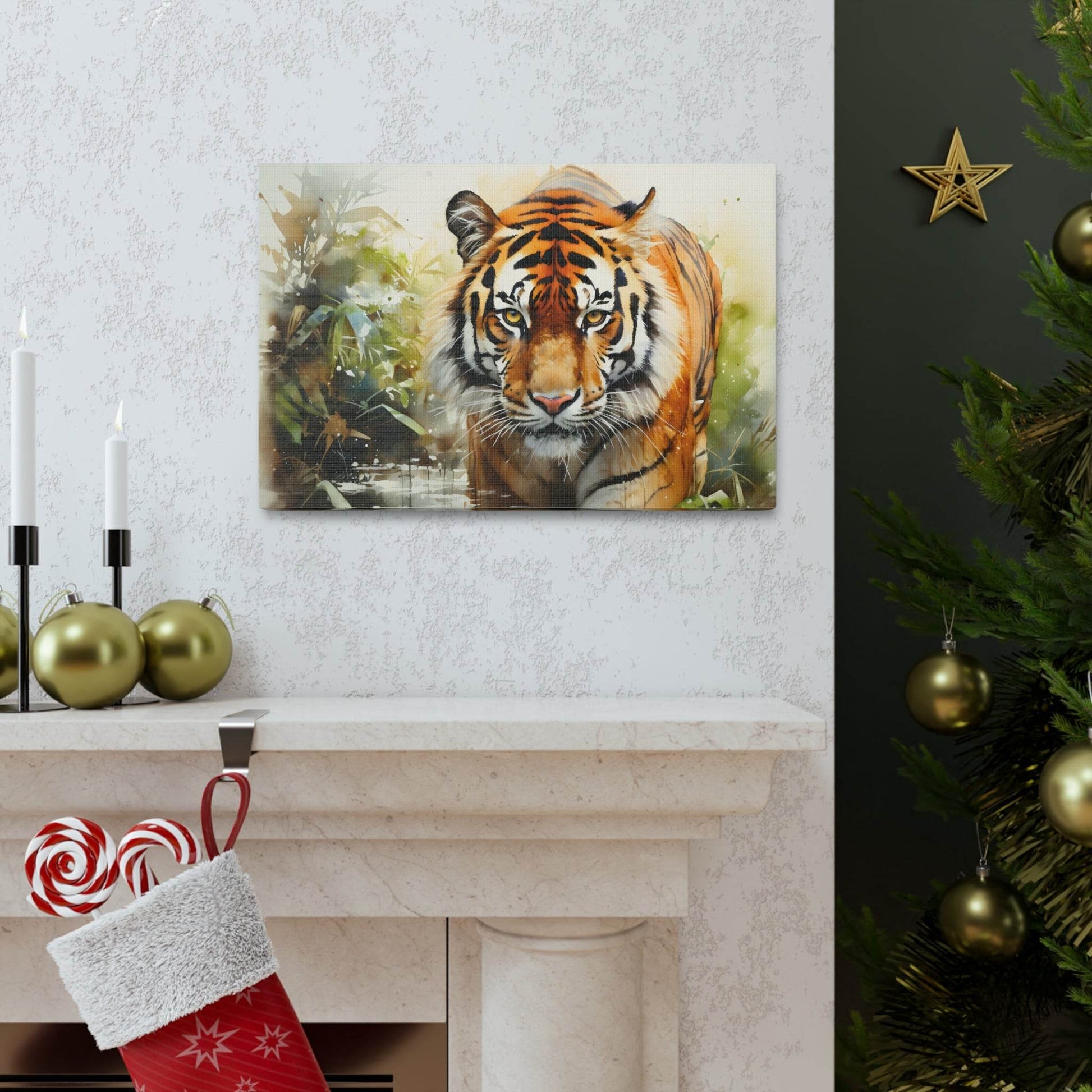 Watercolor Tiger In Nature Art Canvas Gallery Wraps Tiger Print Large Canvas Art Animal Wall Art minimalist Wall Art Lover Gift - Giftsmojo