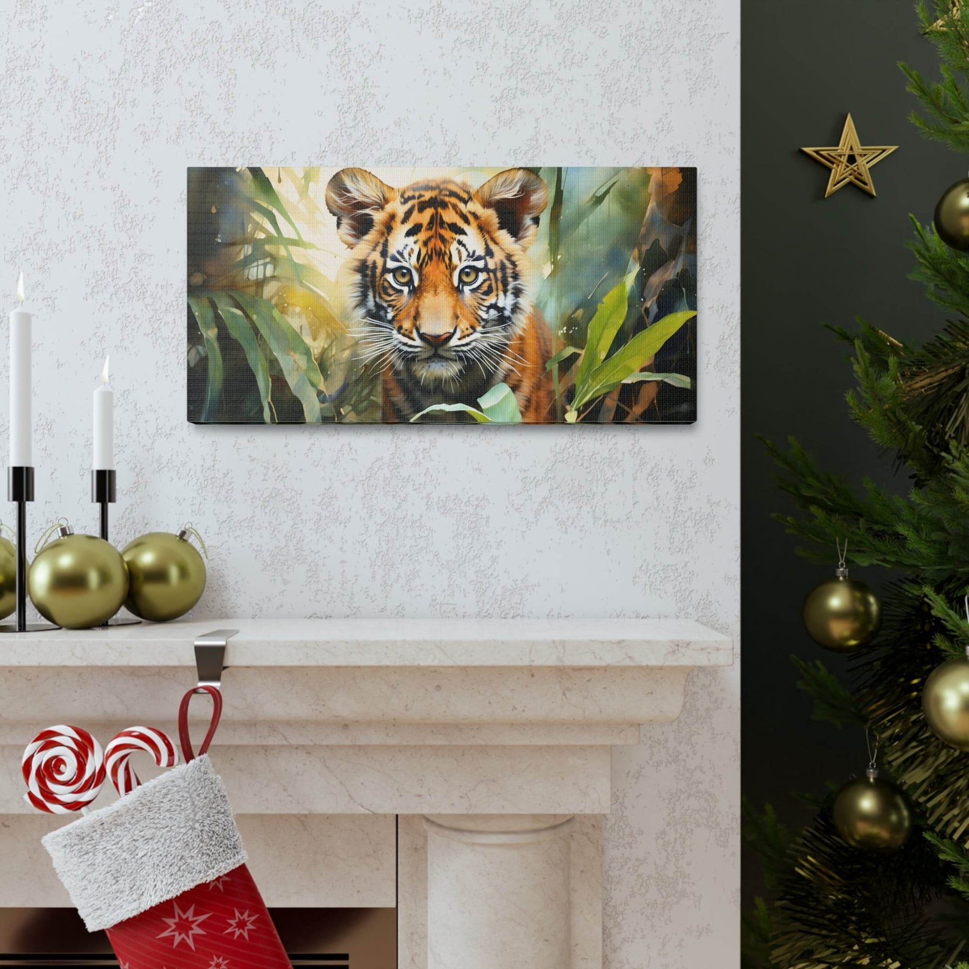 Watercolor Baby Tiger In Nature Art Canvas Gallery Wraps Tiger Print Large Canvas Art Animal Wall Art minimalist Wall Art Lover Gift - Giftsmojo