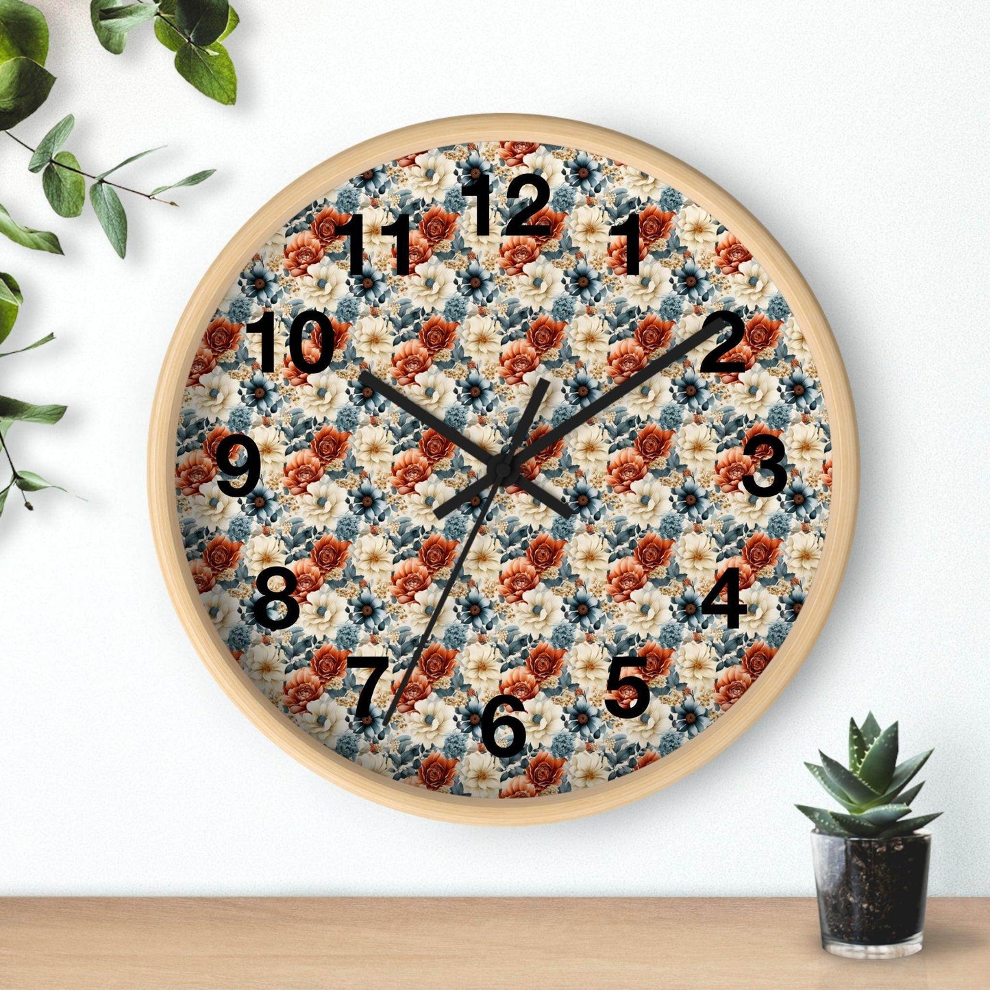 Flower Wall Clock Floral Wall Clock Kids Room Home Decor New Home House Warming Gift New Home Owner, Dorm Room Clock Collage Student Clock - Giftsmojo