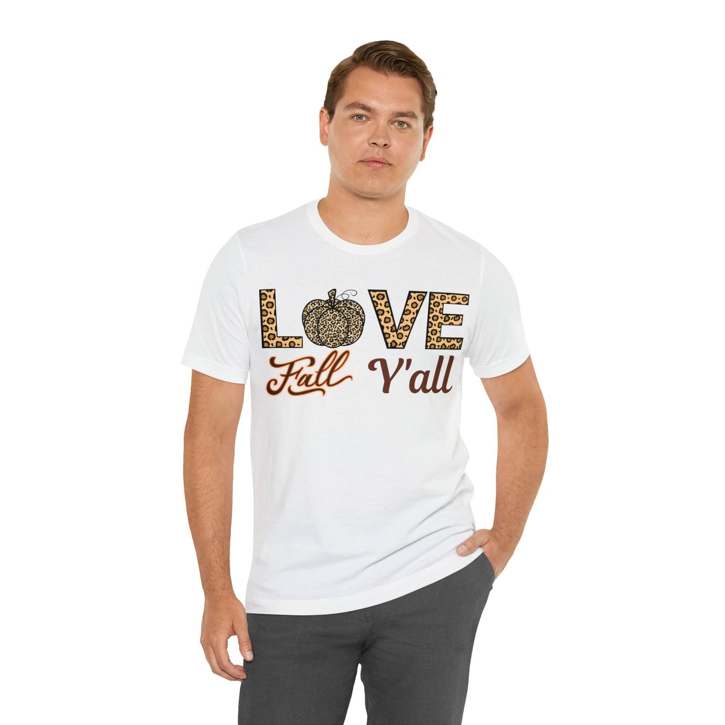 Leopard Print Love Fall Y'all Shirt, Pumpkin Shirt, Fall Shirt for Fall Lovers, Fall Gift - Giftsmojo