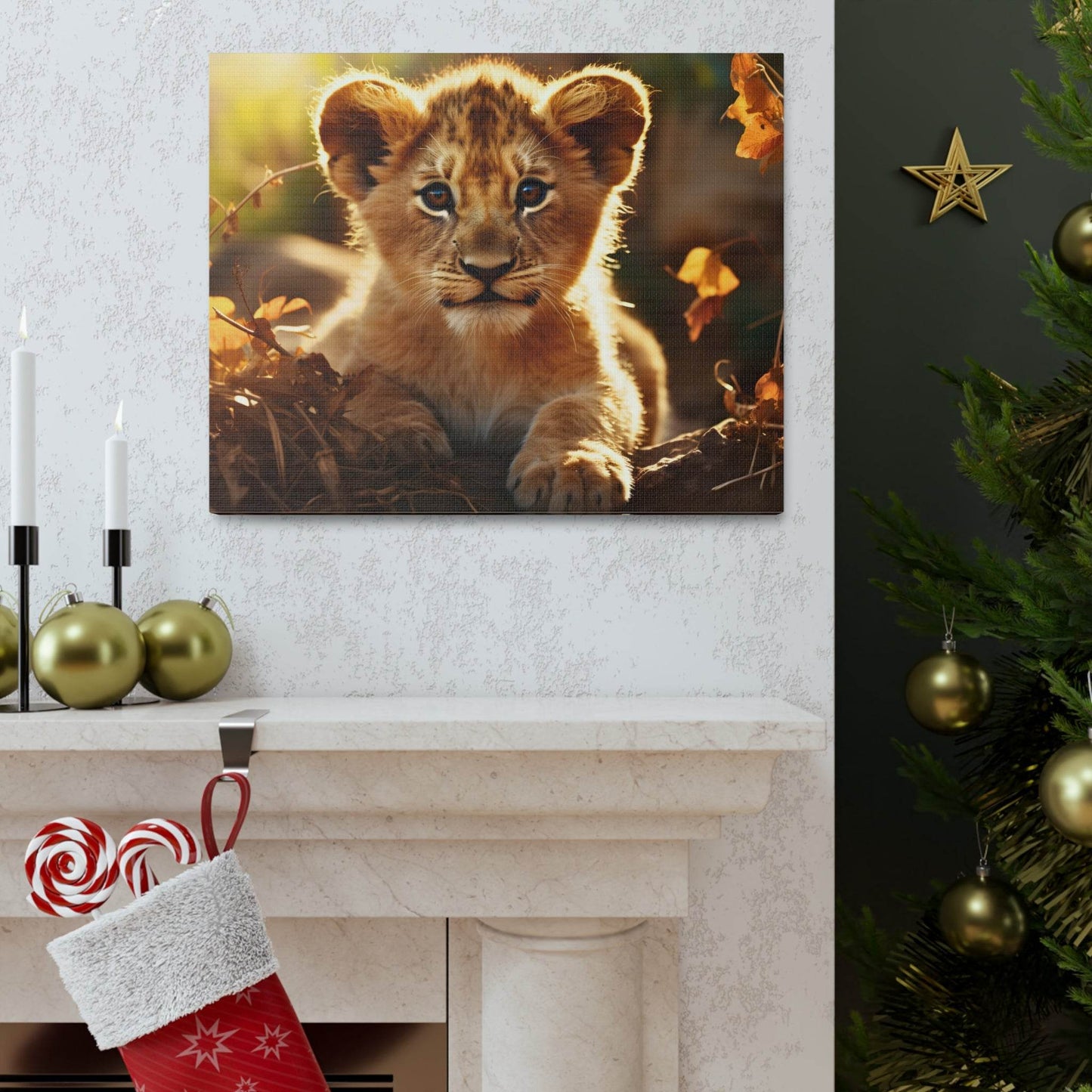 Baby Lion Cub Print Animal Nature Art Safari Nursery Canvas Gallery Wraps Baby Lion Print Large Canvas Art Animal Wall Art Lover Gift - Giftsmojo