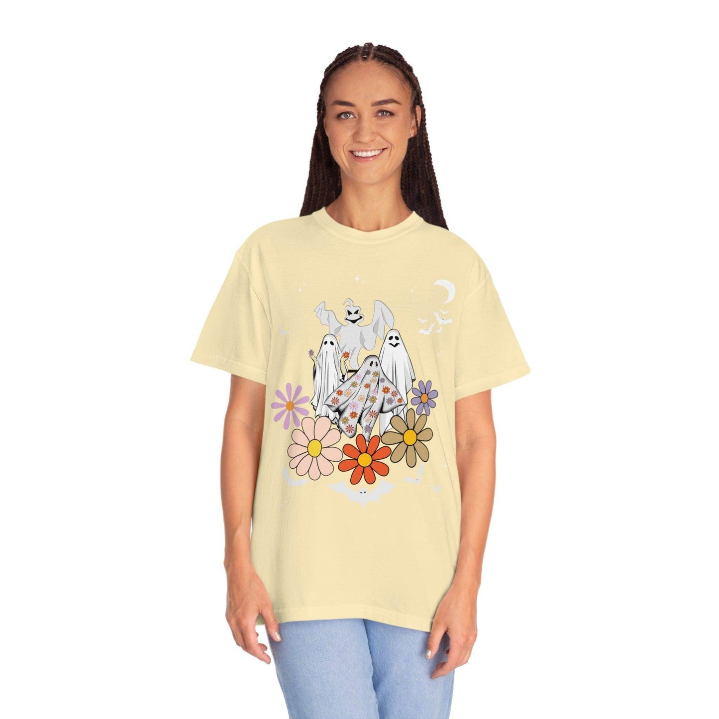Floral Ghost Tshirt Retro Halloween Tshirt, Trick or Treat shirt, Vintage Shirt Halloween Shirt - Giftsmojo