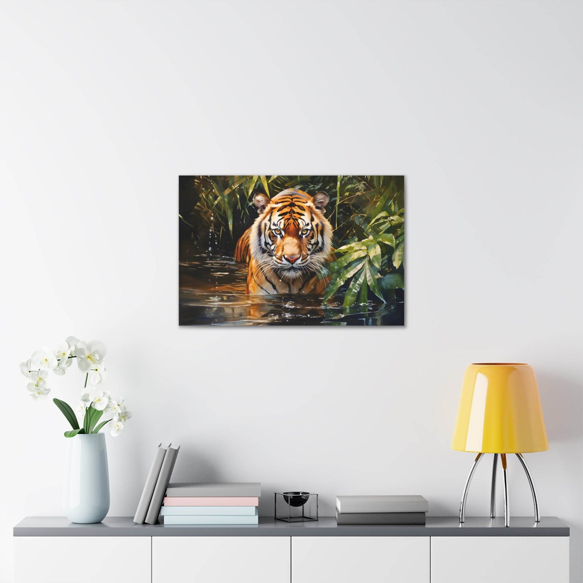 Watercolor Tiger In Nature Art Canvas Gallery Wraps Tiger Print Large Canvas Art Animal Wall Art minimalist Wall Art Lover Gift - Giftsmojo