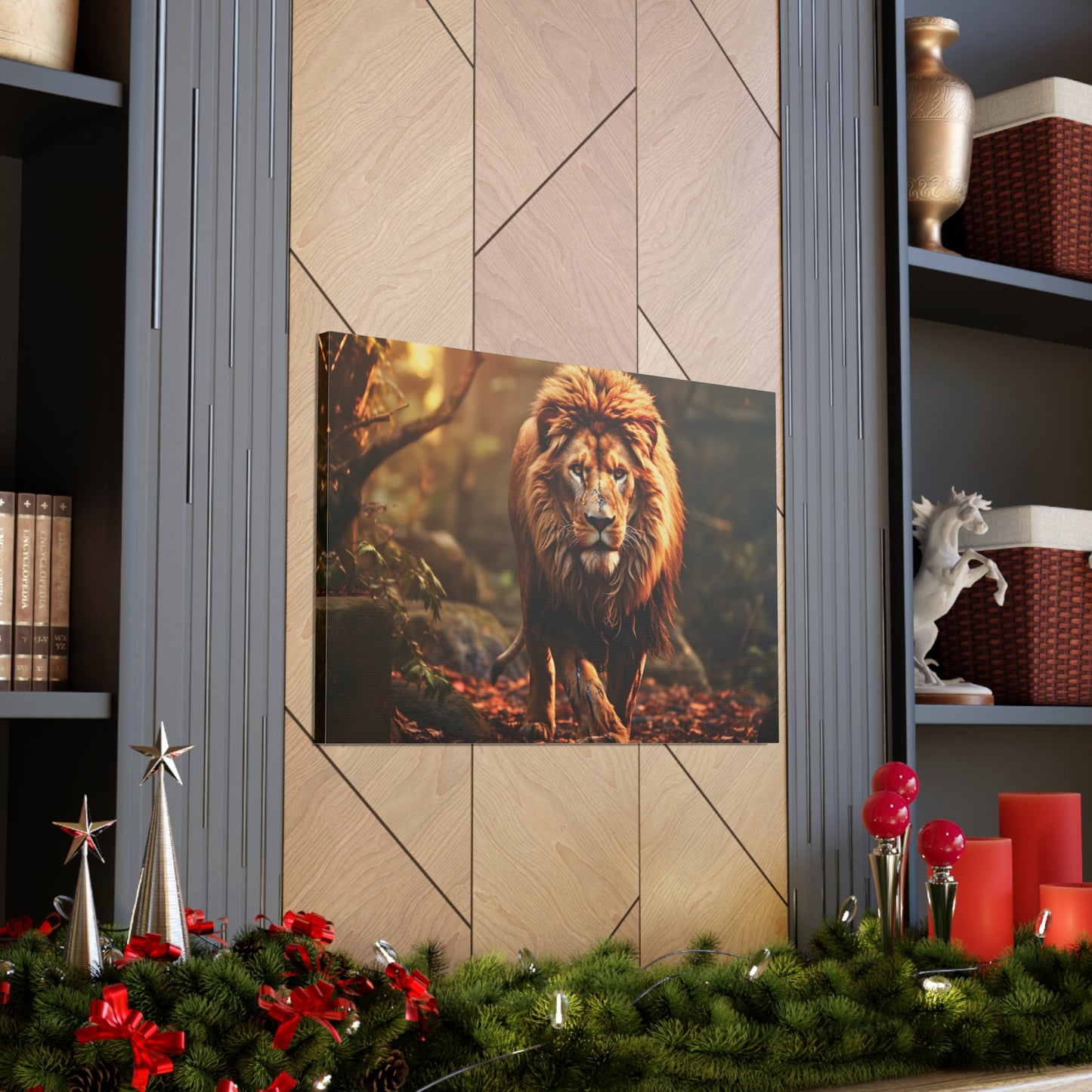 Wounded Lion In Nature Art Canvas Gallery Wraps Lion Print Large Canvas Art Animal Wall Art minimalist Wall Art Lover Gift