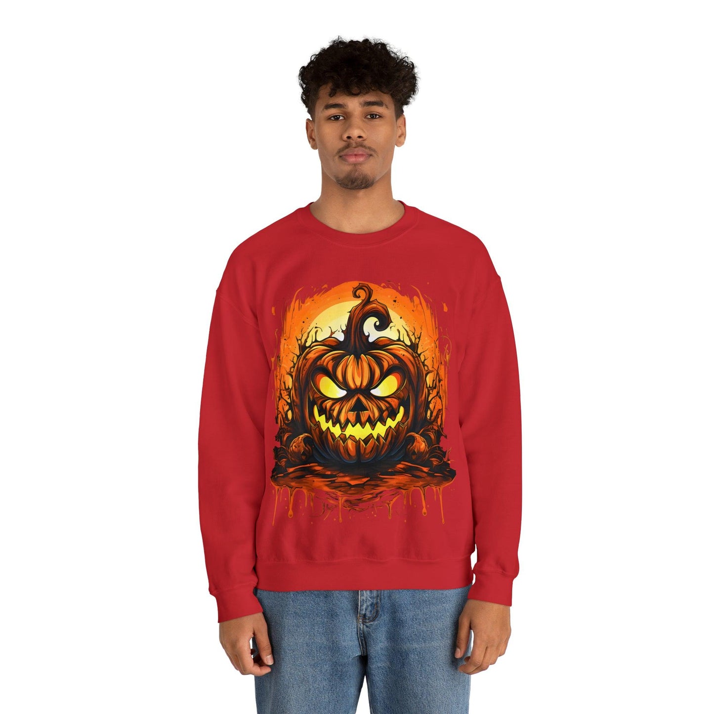 "Scary Jack O' Lantern Retro Halloween Sweatshirt: Elevate Your Halloween Styl - Giftsmojo