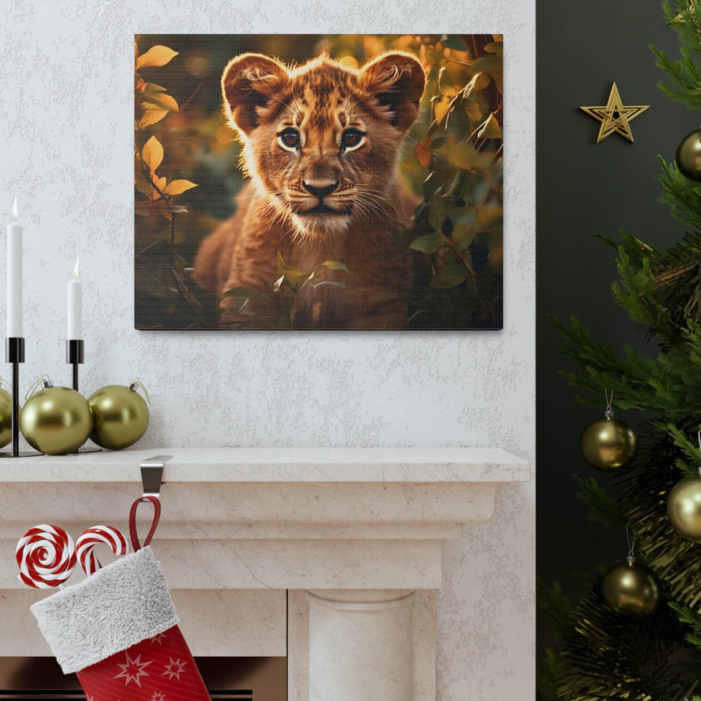 Baby Lion Cub Print Animal Nature Art Safari Nursery Canvas Gallery Wraps Baby Lion Print Large Canvas Art Animal Wall Art Lover Gift - Giftsmojo