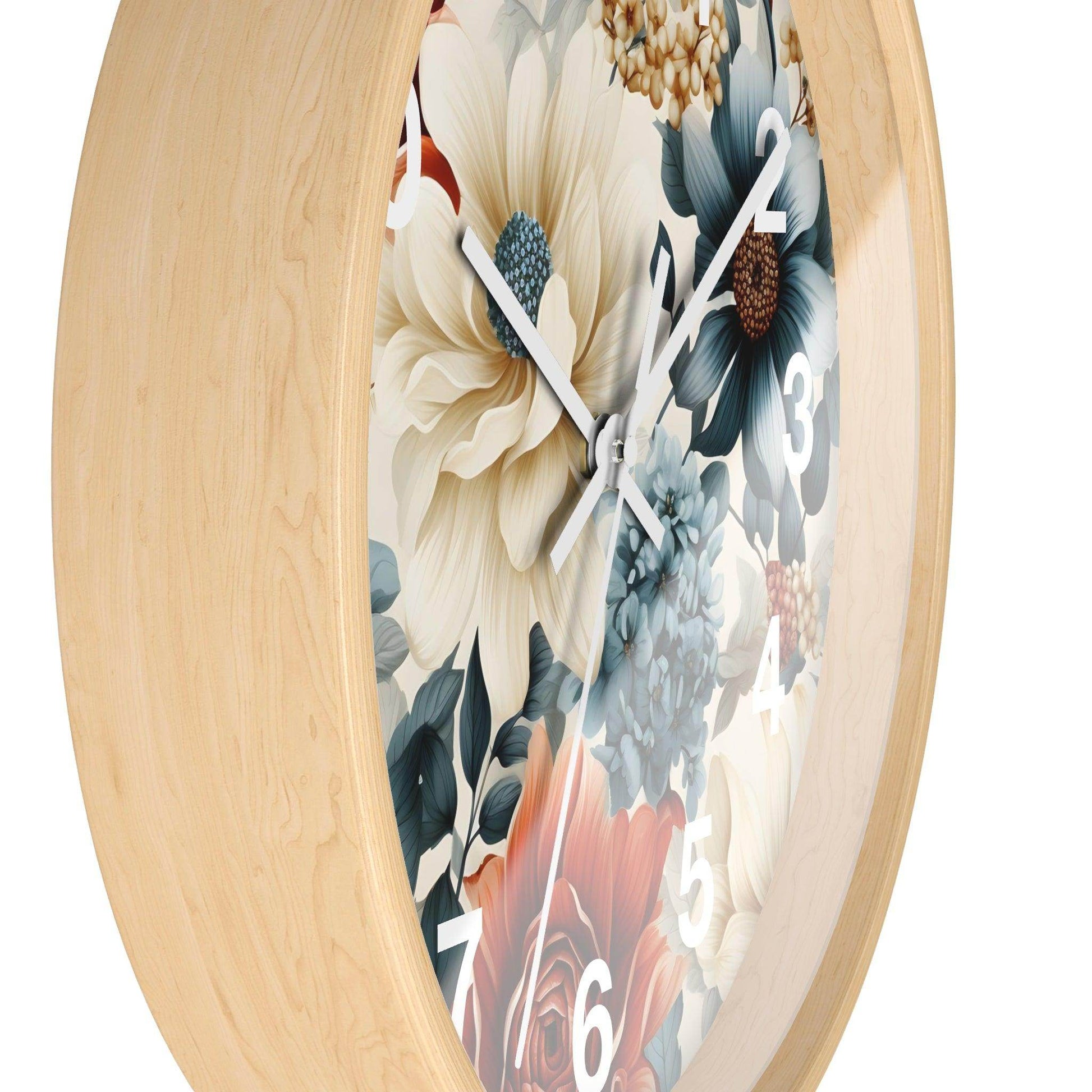 Wild Flower Wall Clock Floral Wall Clock Kids Room Home Decor New Home Gift House Warming Gift for New Home Owner, Dorm Room Clock Collage Student Clock - Giftsmojo