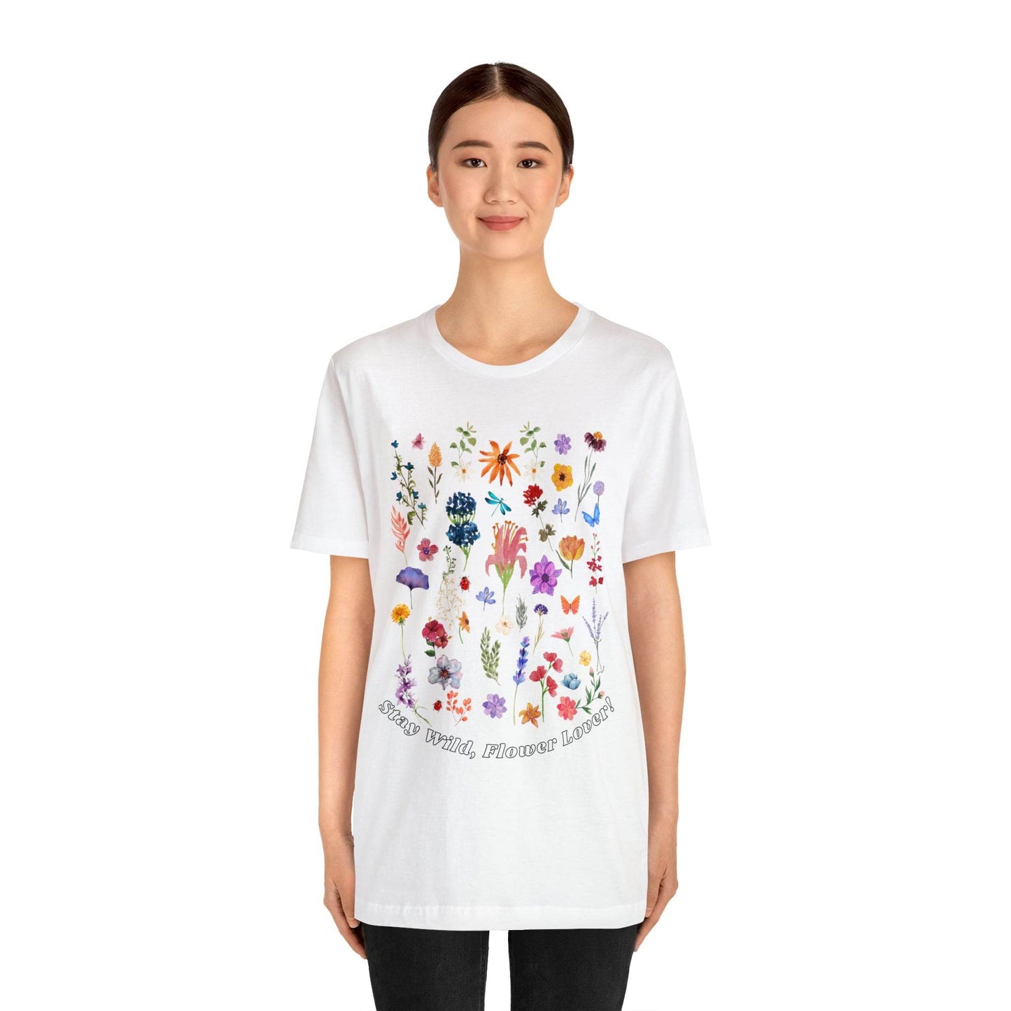 Wildflower Tshirt Flowers Shirt Floral Tshirt Flower Shirt Gift for Women - Ladies Shirts Best Friend Gift, Plant Mom Stay Wild flower lover - Giftsmojo