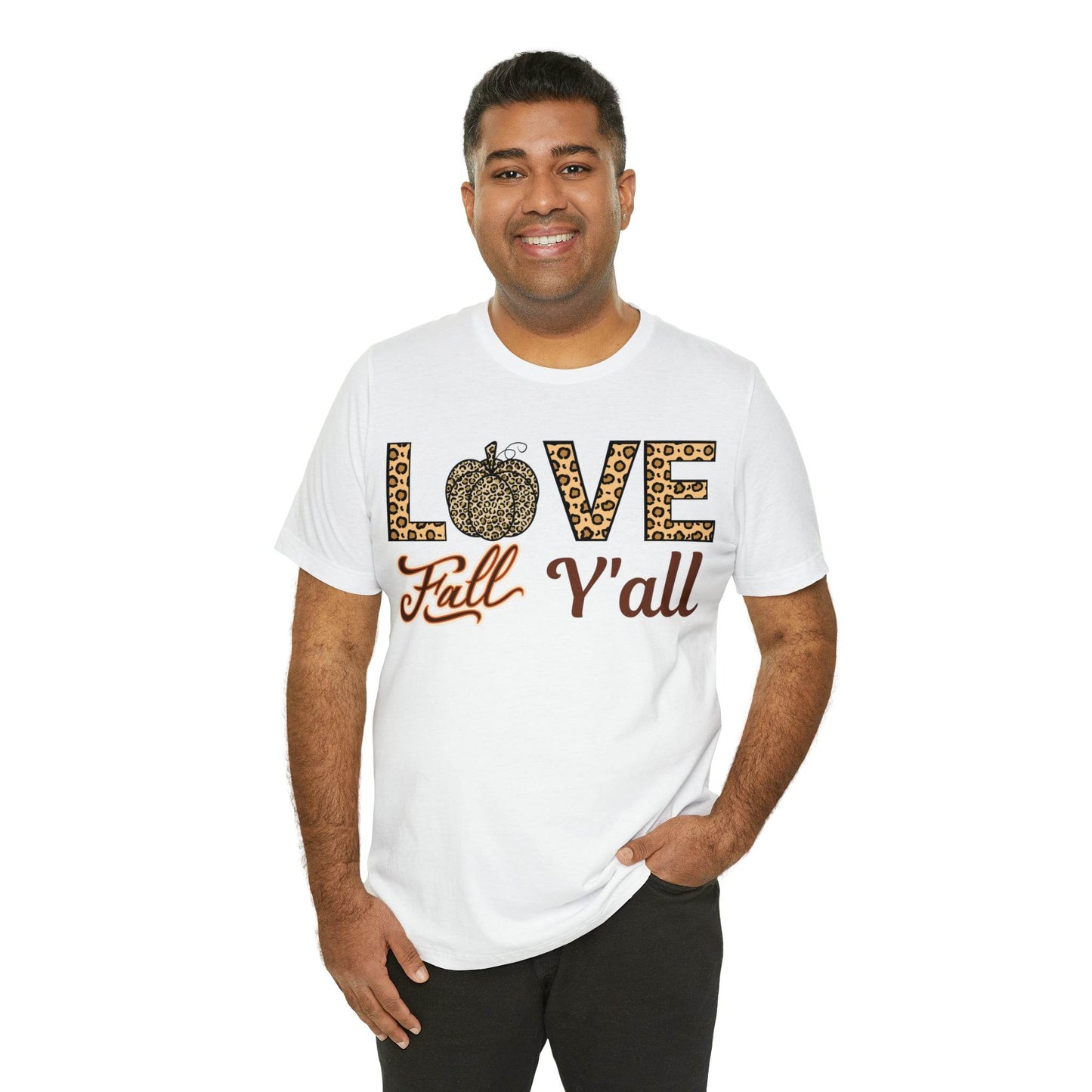 Leopard Print Love Fall Y'all Shirt, Pumpkin Shirt, Fall Shirt for Fall Lovers, Fall Gift - Giftsmojo