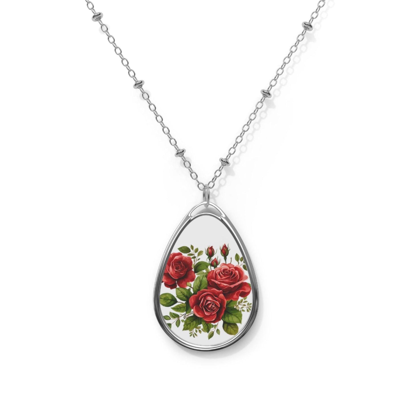 Flower Oval Necklace Flower Necklace - Unique Gift For Her Birthday Christmas Flower Necklace Flower Jewelry Nature Jewelry Floral Jewelry - Giftsmojo