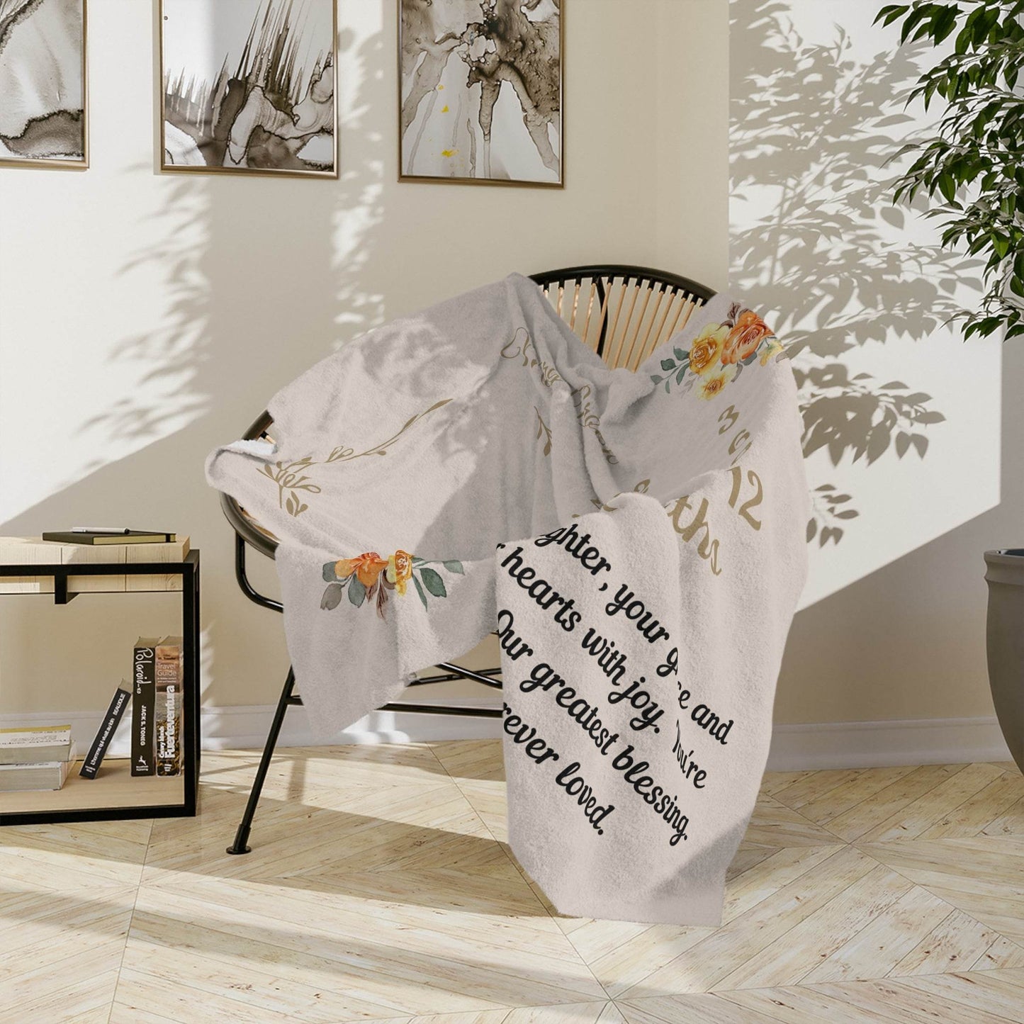 Personalized Daughter Wild Flower Milestone Blanket Custom Blanket Baby Shower Gift - Giftsmojo