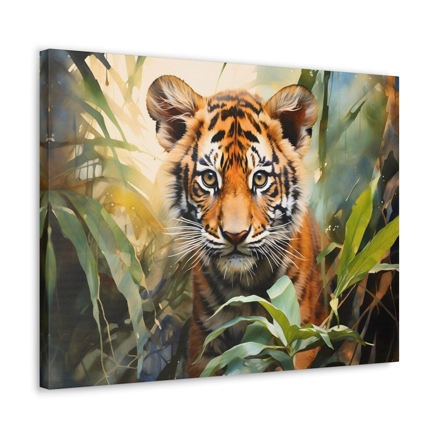 Watercolor Baby Tiger In Nature Art Canvas Gallery Wraps Tiger Print Large Canvas Art Animal Wall Art minimalist Wall Art Lover Gift - Giftsmojo