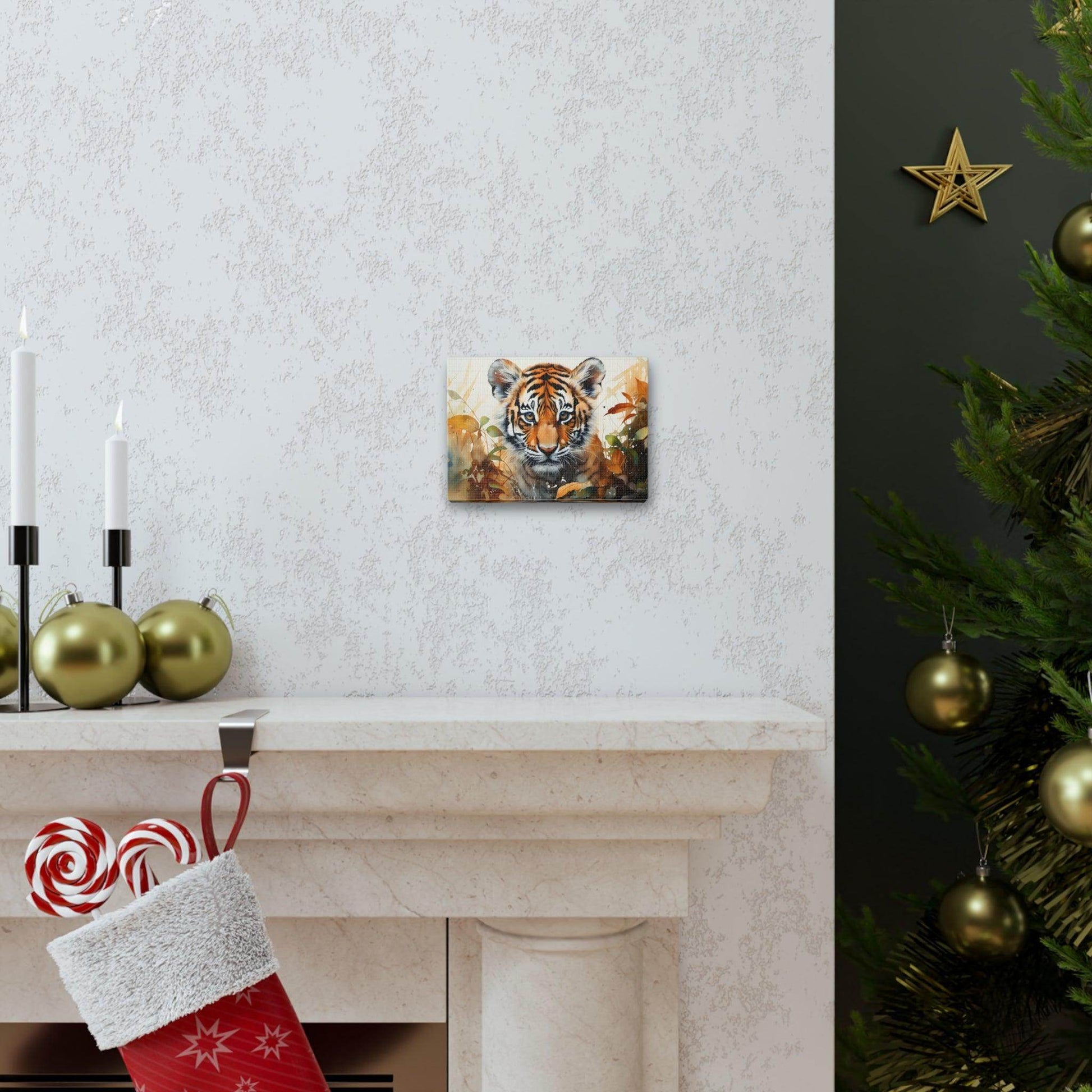 Watercolor Baby Tiger In Nature Art Canvas Gallery Wraps Tiger Print Large Canvas Art Animal Wall Art minimalist Wall Art Lover Gift - Giftsmojo