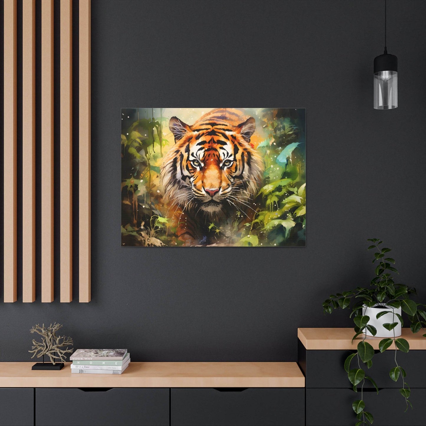 Watercolor Tiger In Nature Art Canvas Gallery Wraps Tiger Print Large Canvas Art Animal Wall Art minimalist Wall Art Lover Gift - Giftsmojo