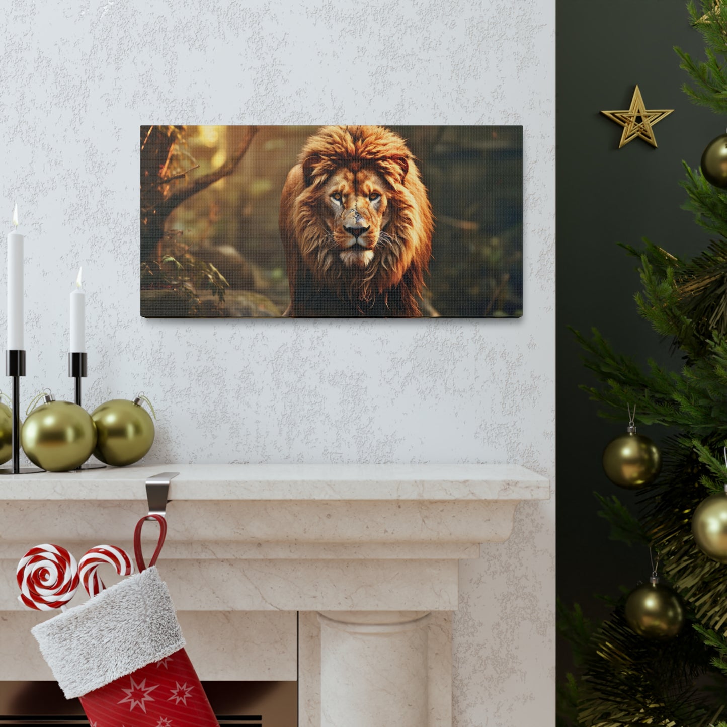 Wounded Lion In Nature Art Canvas Gallery Wraps Lion Print Large Canvas Art Animal Wall Art minimalist Wall Art Lover Gift