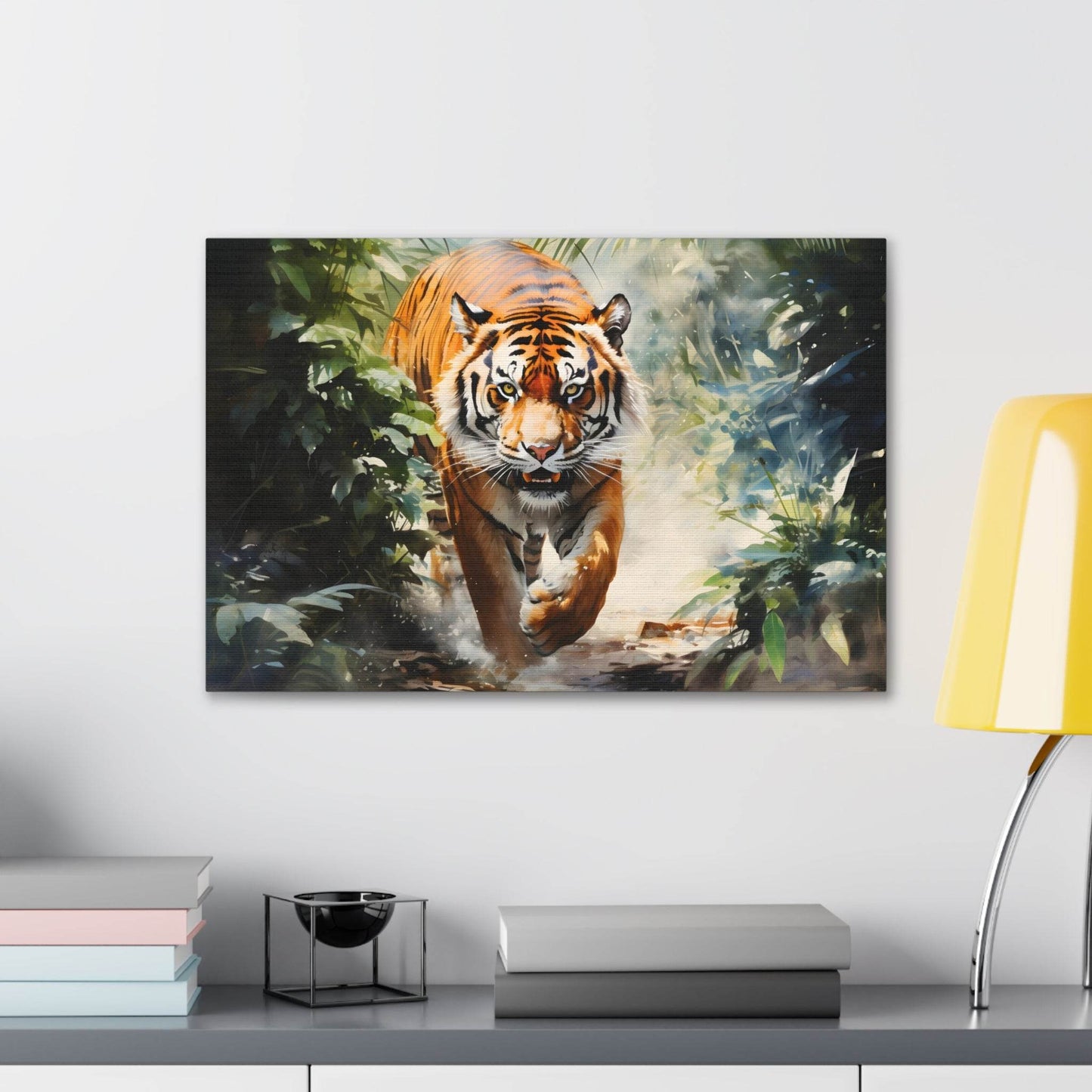 Watercolor Tiger In Nature Art Canvas Gallery Wraps Tiger Print Large Canvas Art Animal Wall Art minimalist Wall Art Lover Gift - Giftsmojo
