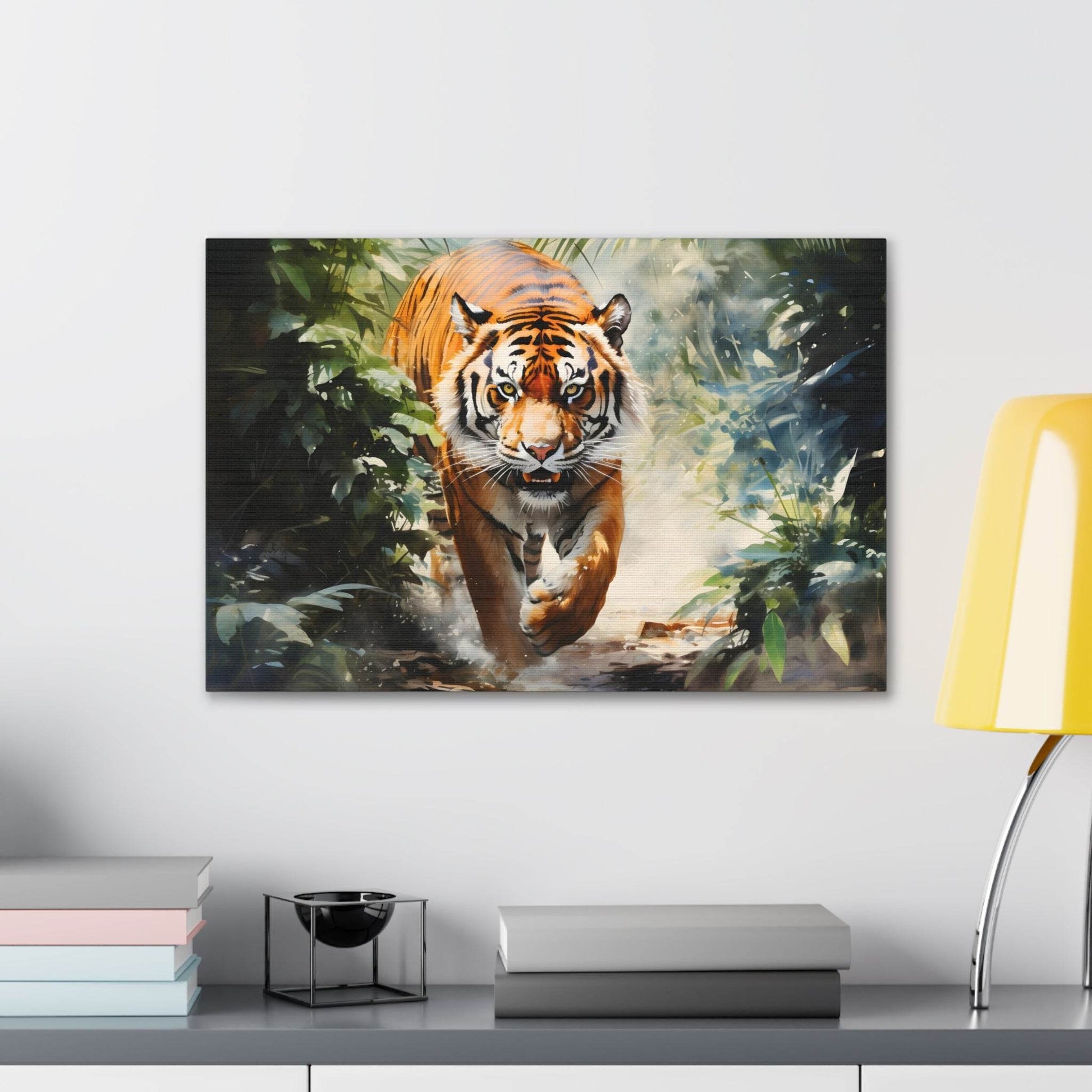 Watercolor Tiger In Nature Art Canvas Gallery Wraps Tiger Print Large Canvas Art Animal Wall Art minimalist Wall Art Lover Gift - Giftsmojo