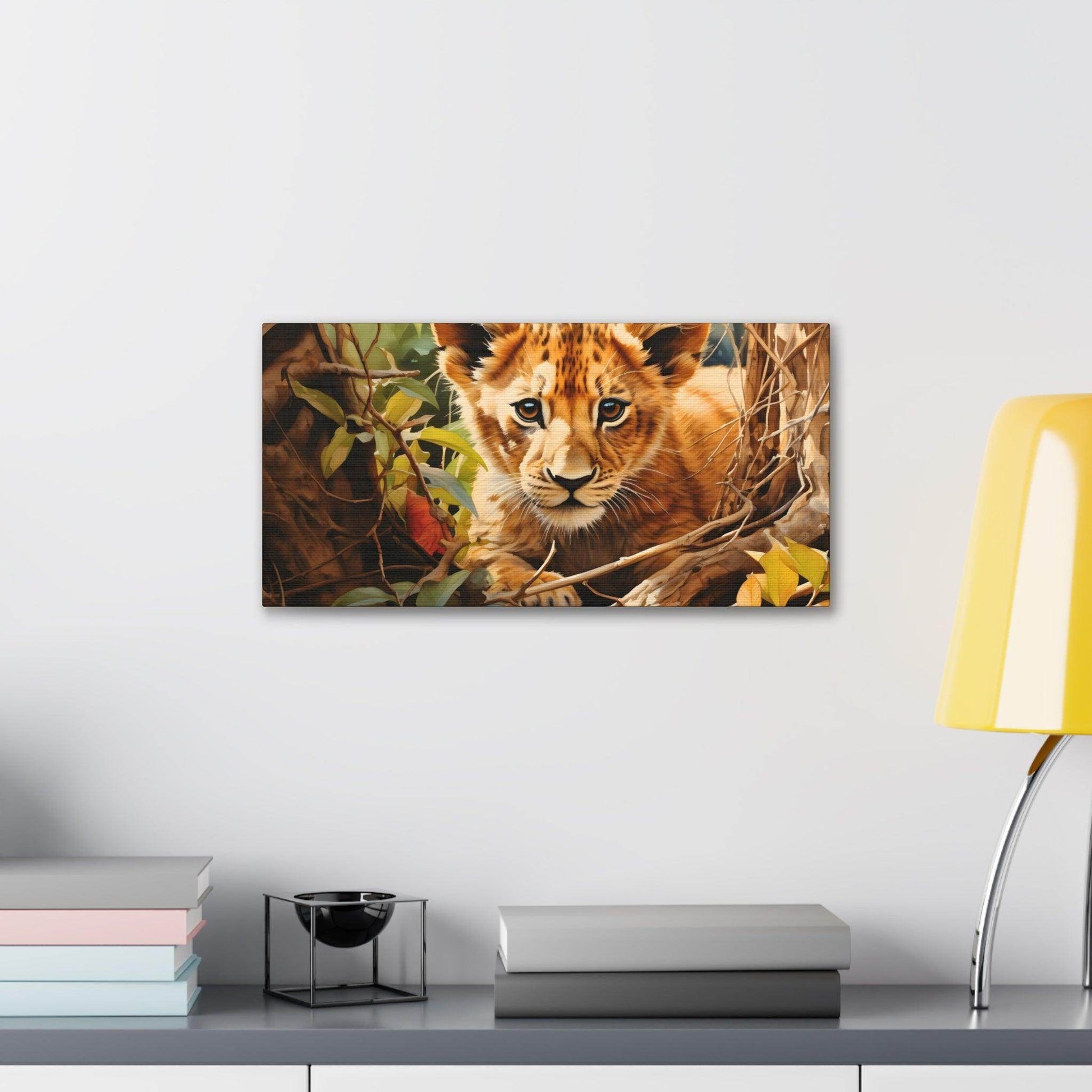 Watercolor Baby Lion In Nature Art Canvas Gallery Wraps Baby Lion Print Large Canvas Art Animal Wall Art minimalist Wall Art Lover Gift - Giftsmojo