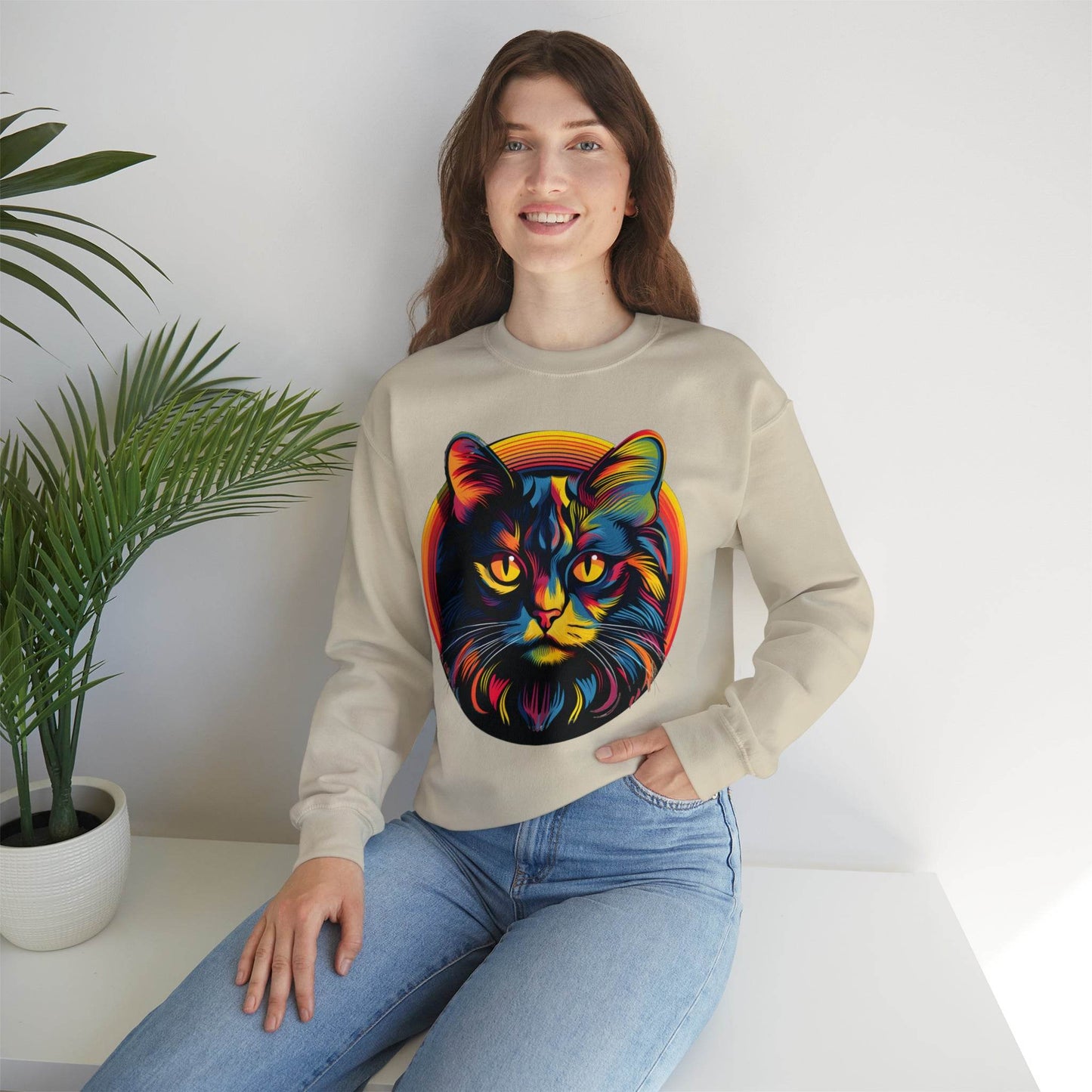 Vintage Cat Lover Sweater Retro Cat Sweatshirt Animal Lover Gift Cat Mom Gift Cat Lover Gift Cat Mom Sweatshirt Cat Crewneck Sweatshirt - Giftsmojo