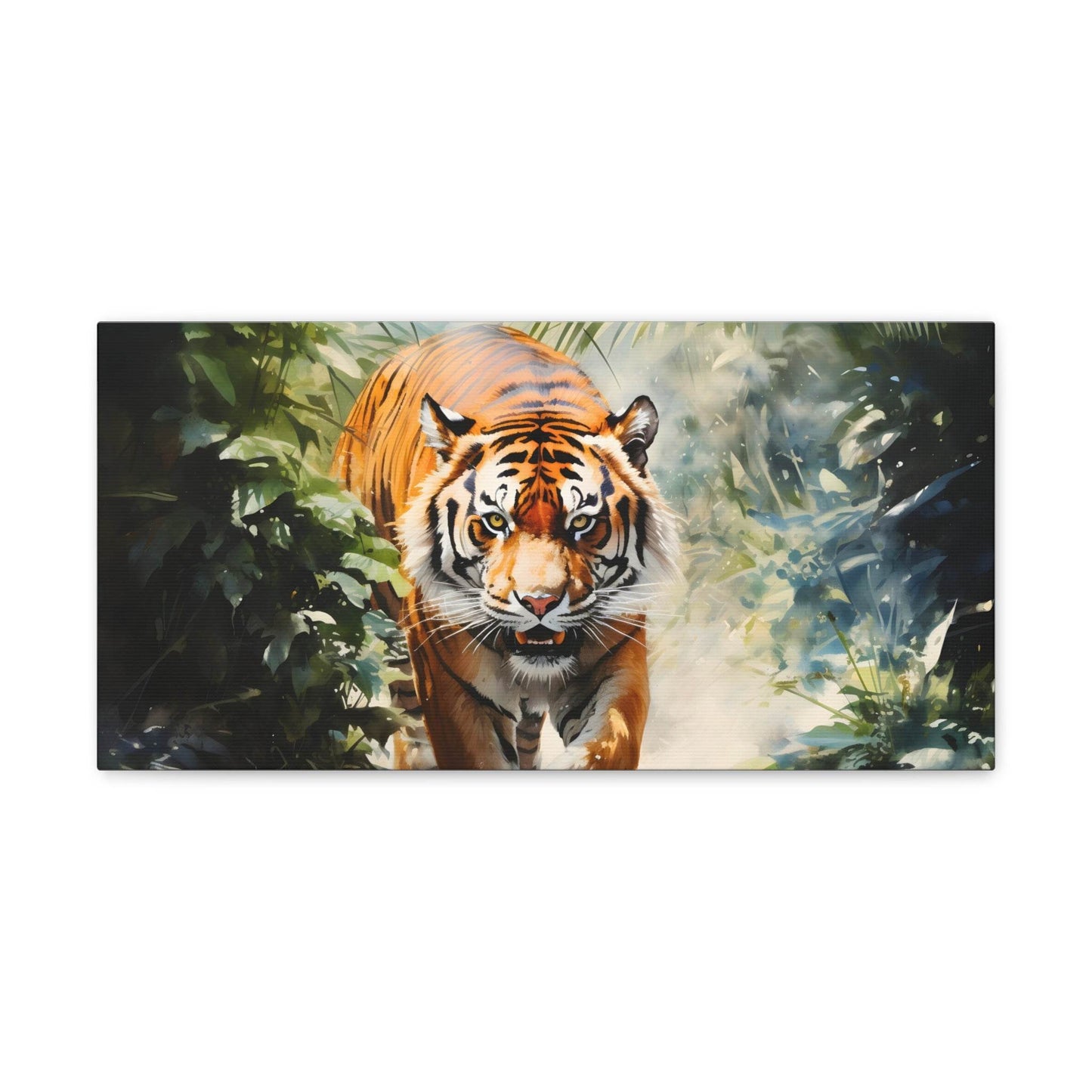 Watercolor Tiger In Nature Art Canvas Gallery Wraps Tiger Print Large Canvas Art Animal Wall Art minimalist Wall Art Lover Gift - Giftsmojo