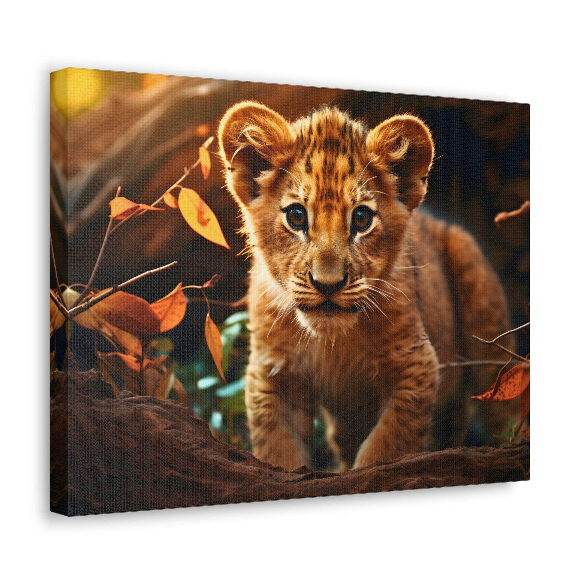 Baby Lion Cub Print Animal Nature Art Safari Nursery Canvas Gallery Wraps Baby Lion Print Large Canvas Art Animal Wall Art Lover Gift - Giftsmojo