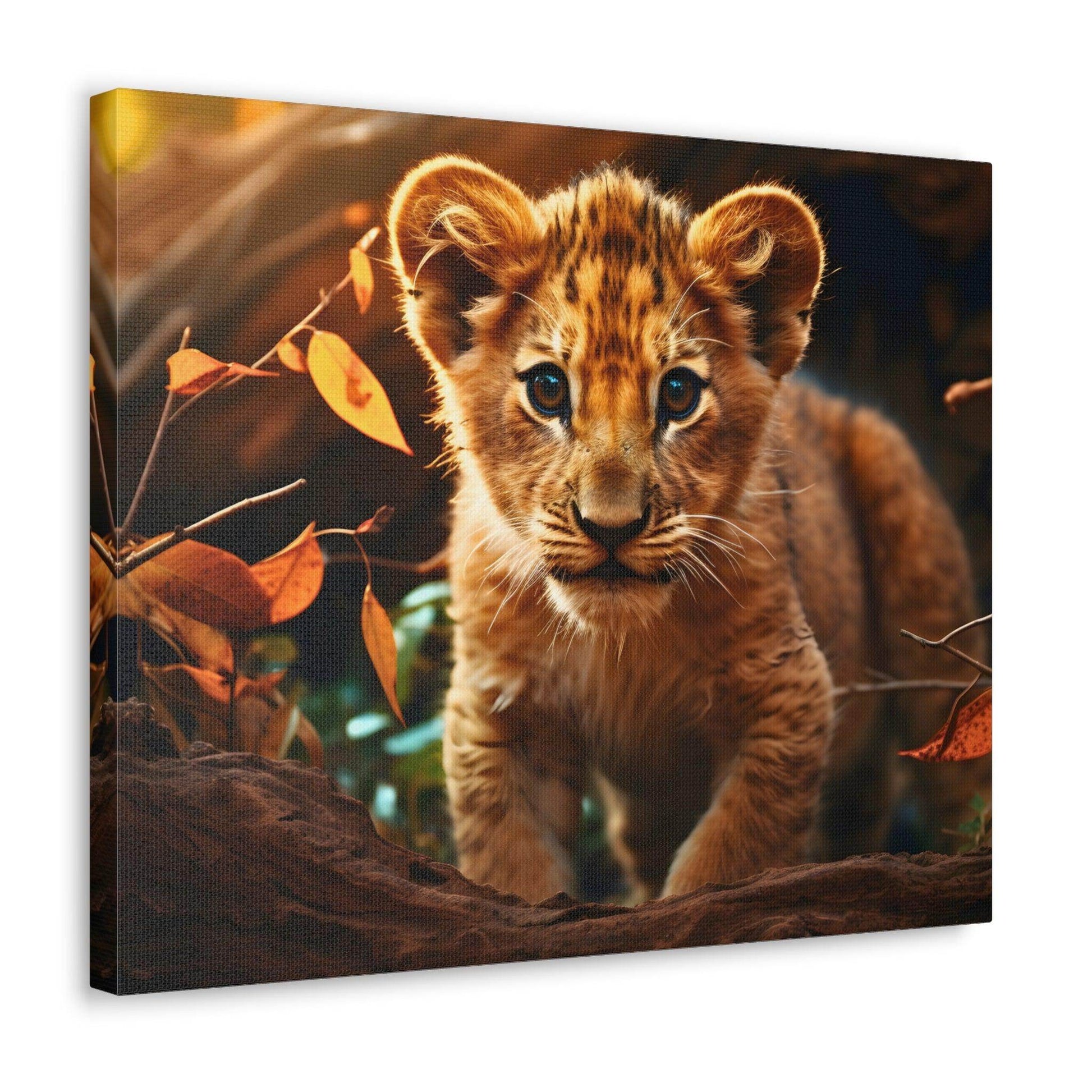 Baby Lion Cub Print Animal Nature Art Safari Nursery Canvas Gallery Wraps Baby Lion Print Large Canvas Art Animal Wall Art Lover Gift - Giftsmojo