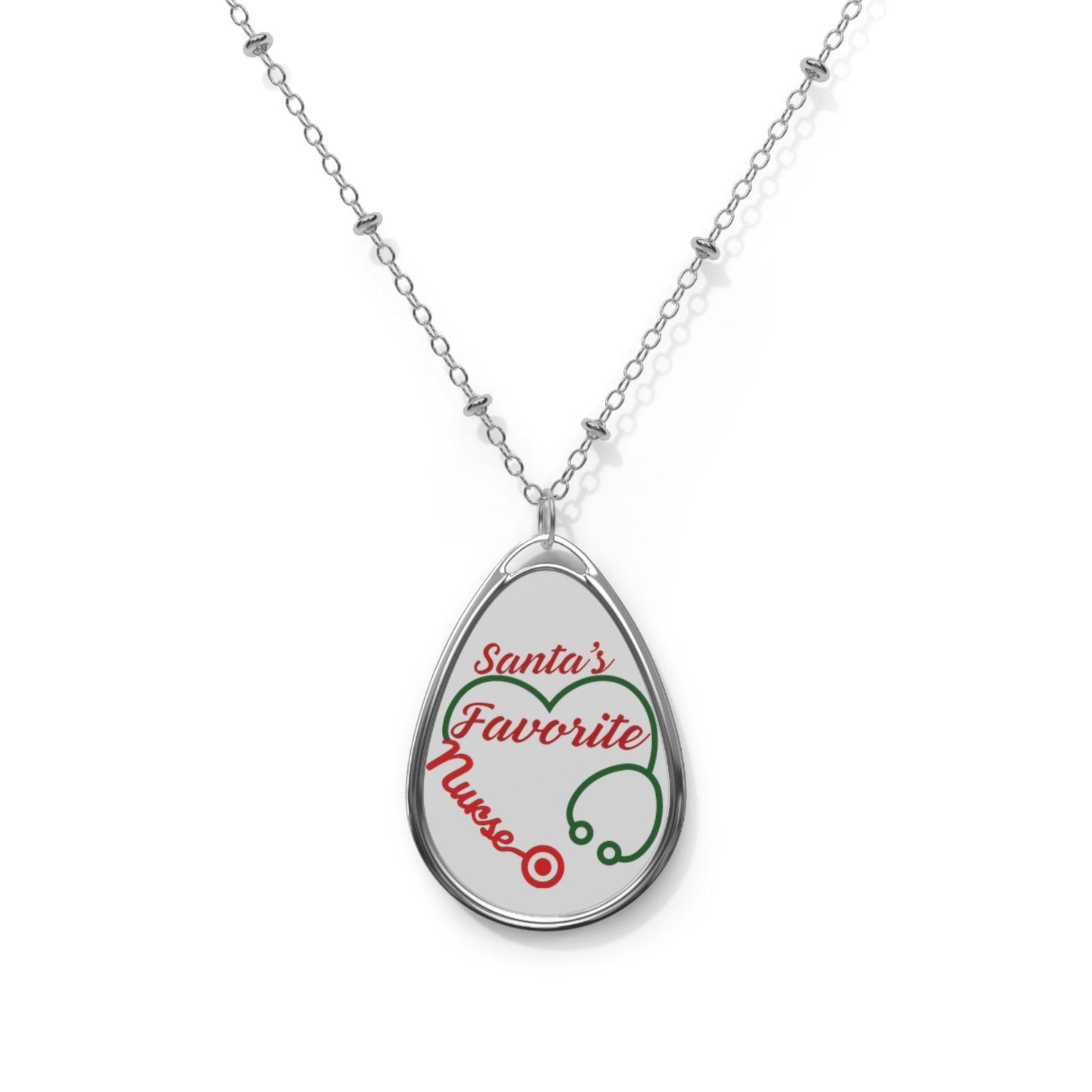Santa's Favorite Nurse Oval Necklace