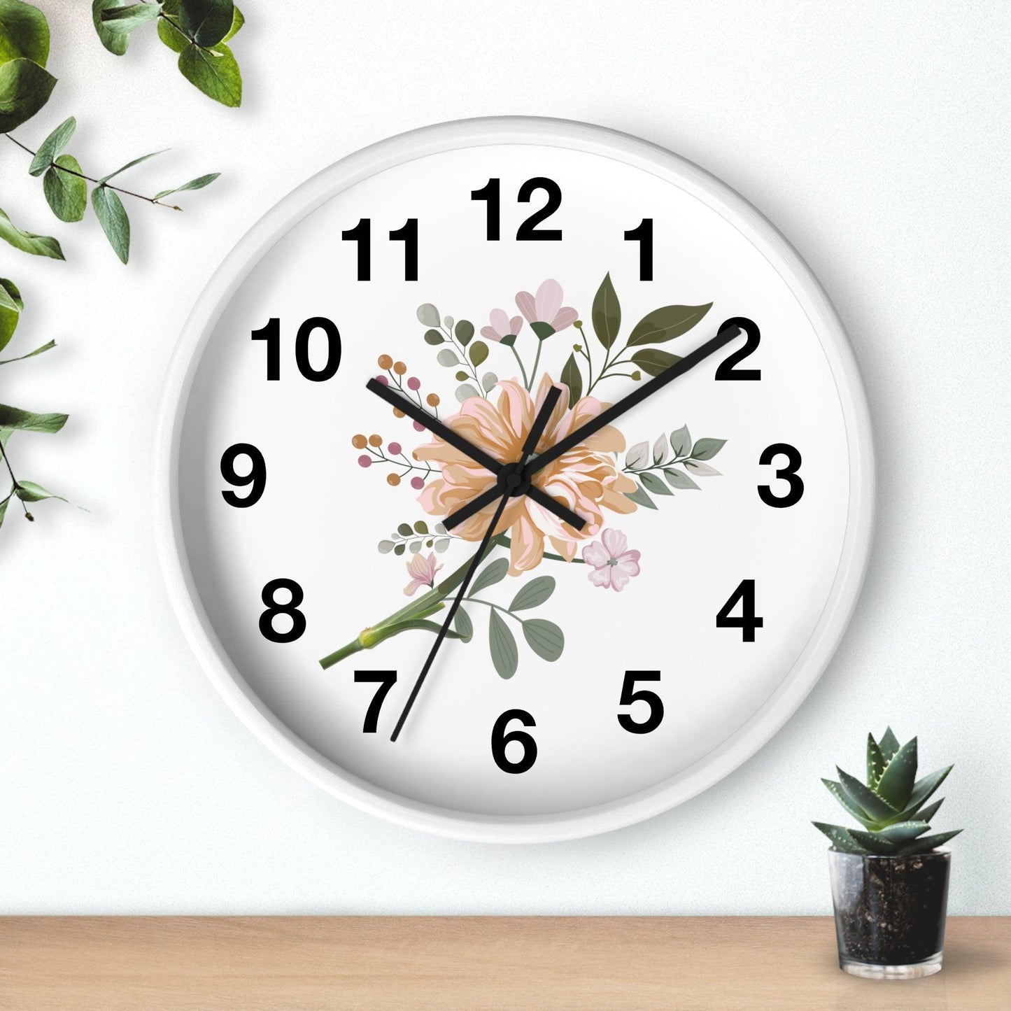 Flower Wall Clock Floral Wall Clock Home Decor Gift House Warming Gift - Mom Gift Unique Gift Farmhouse Clocks For Wall Living Room Bedroom