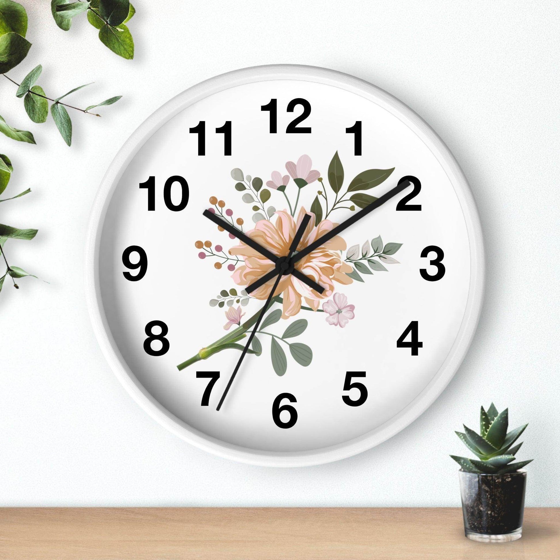 Flower Wall Clock Floral Wall Clock Home Decor Gift House Warming Gift - Mom Gift Unique Gift Farmhouse Clocks For Wall Living Room Bedroom - Giftsmojo