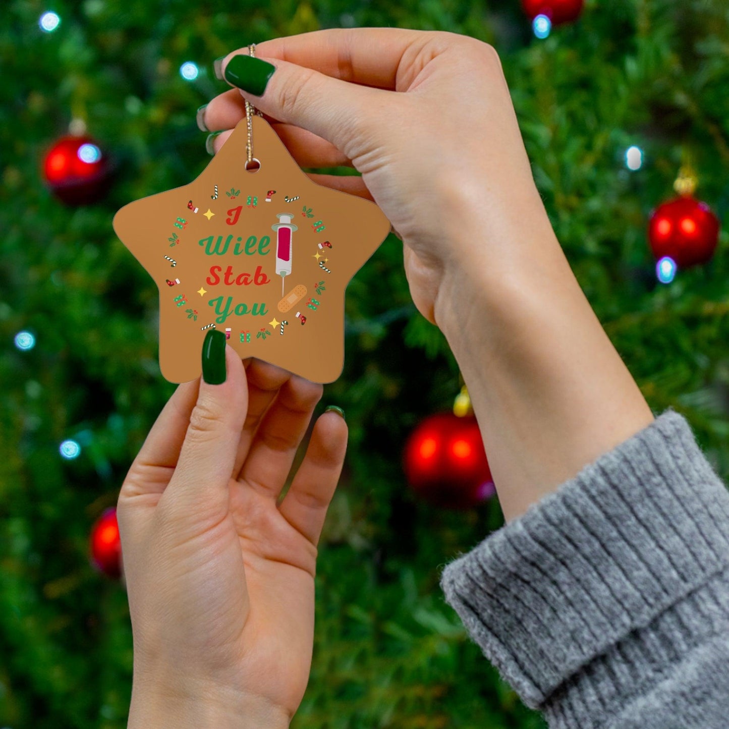 I will Stab You Nurse Christmas Ornament Nurse Ornament Nurse Christmas Tree Ornament Nurse Care Ornament Nurses Ornament Occupation Job - Giftsmojo