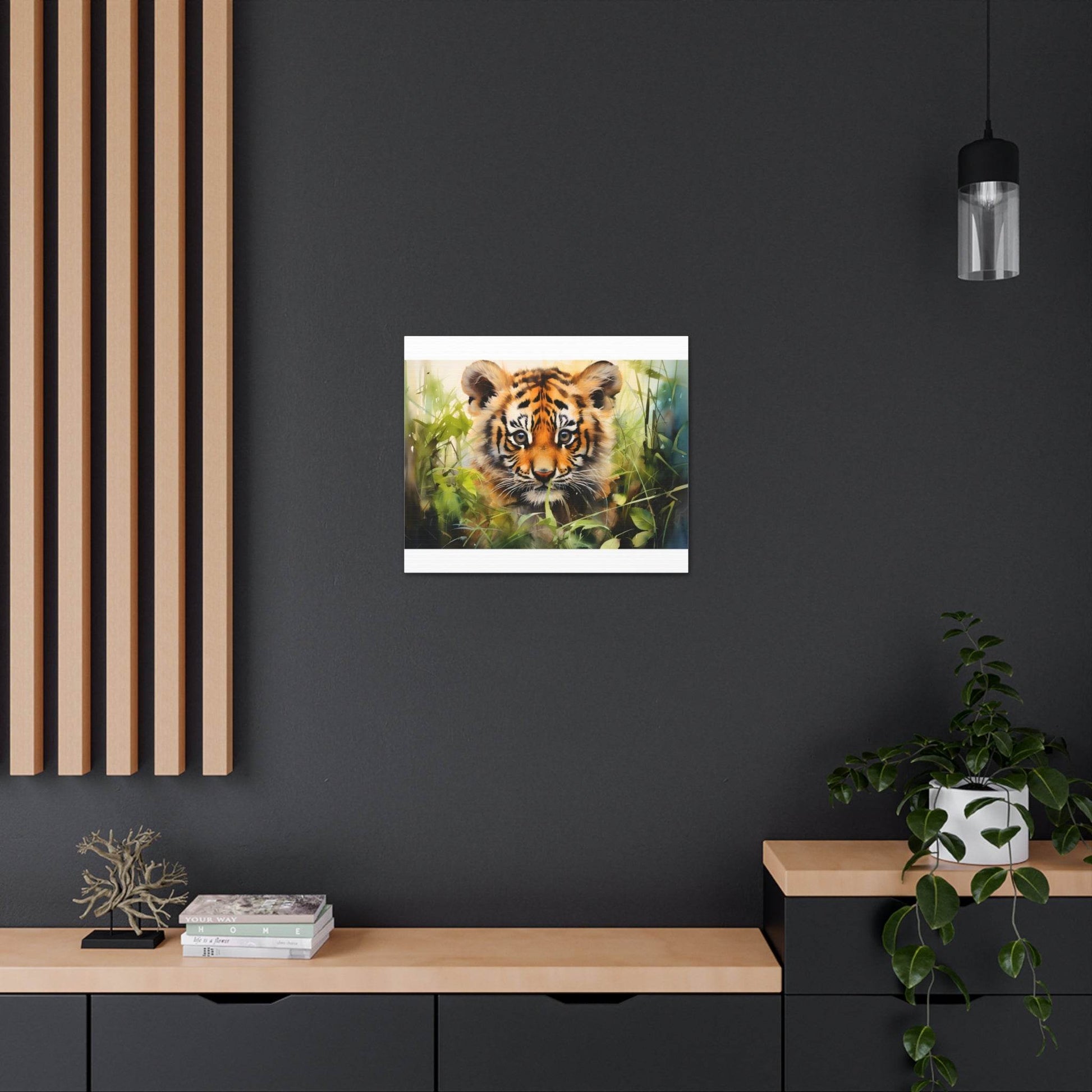 Watercolor Baby Tiger In Nature Art Canvas Gallery Wraps Tiger Print Large Canvas Art Animal Wall Art minimalist Wall Art Lover Gift - Giftsmojo