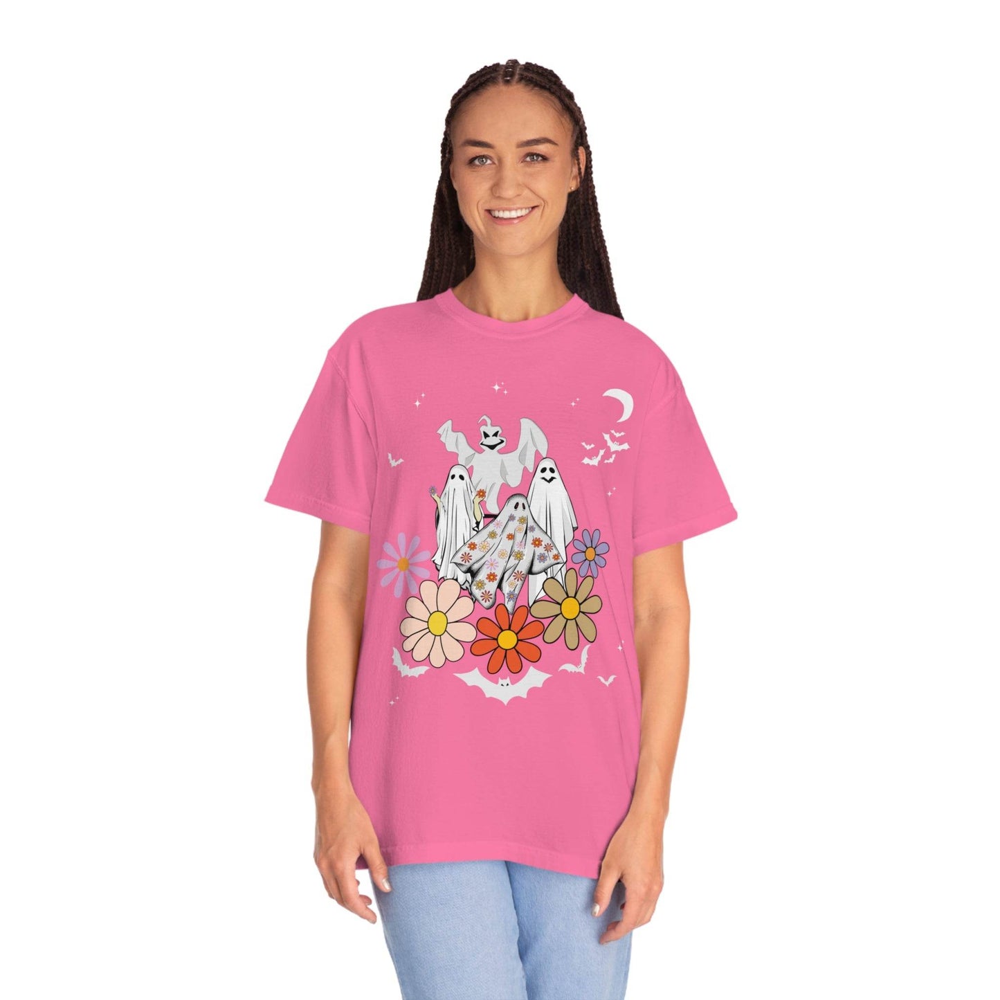 Floral Ghost Tshirt Retro Halloween Tshirt, Trick or Treat shirt, Vintage Shirt Halloween Shirt - Giftsmojo