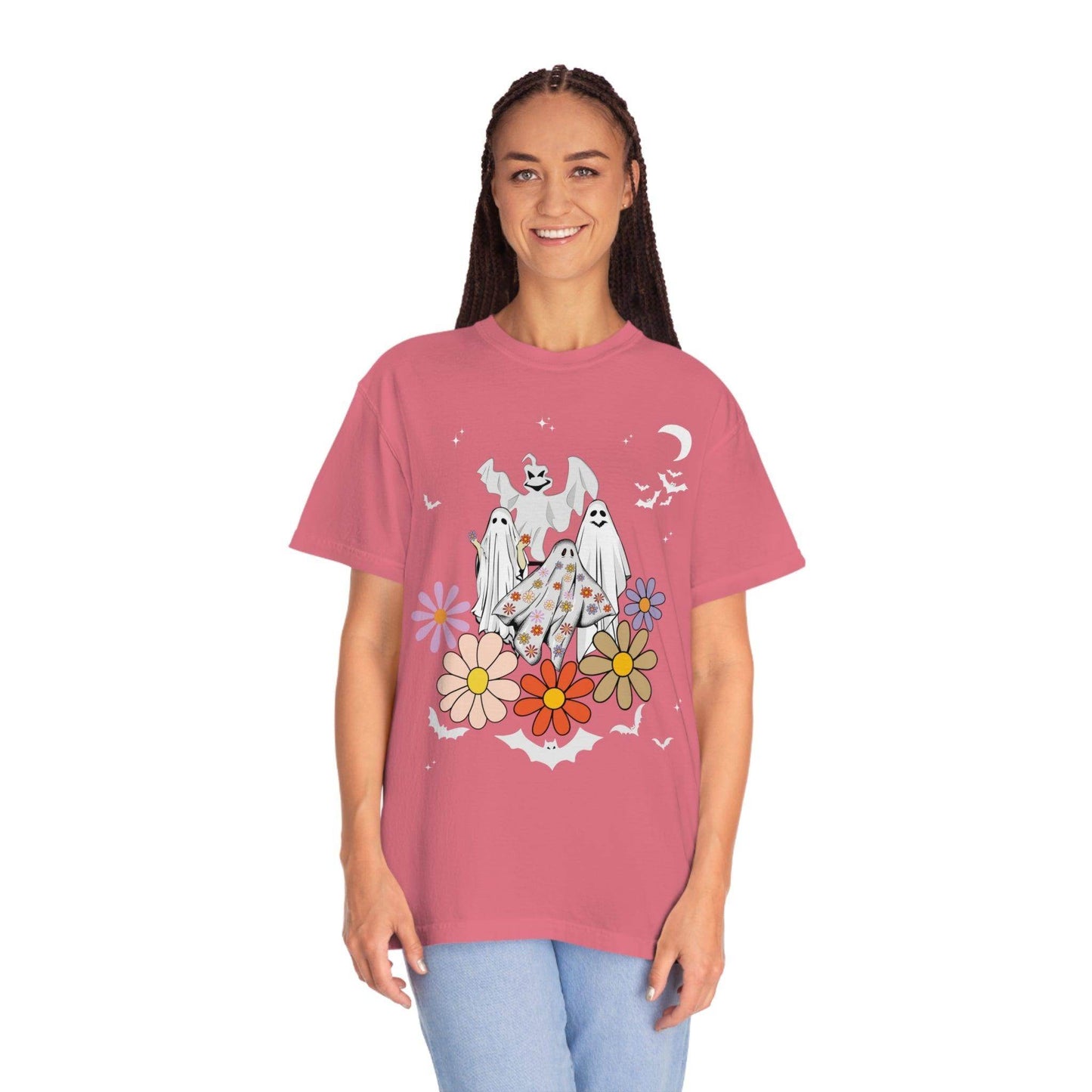 Floral Ghost Tshirt Retro Halloween Tshirt, Trick or Treat shirt, Vintage Shirt Halloween Shirt - Giftsmojo